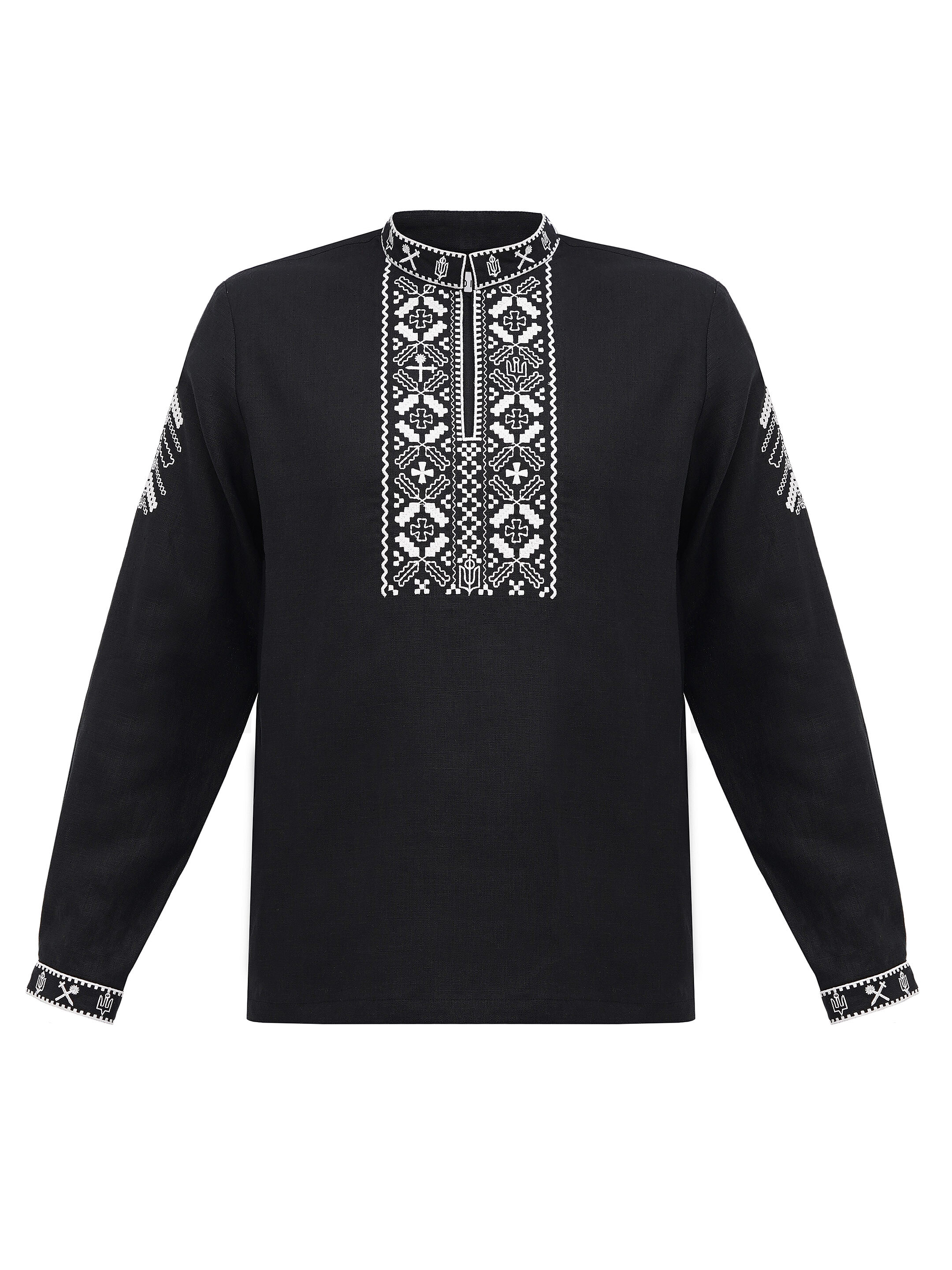 Black linen embroidered shirt Vidsich sizes