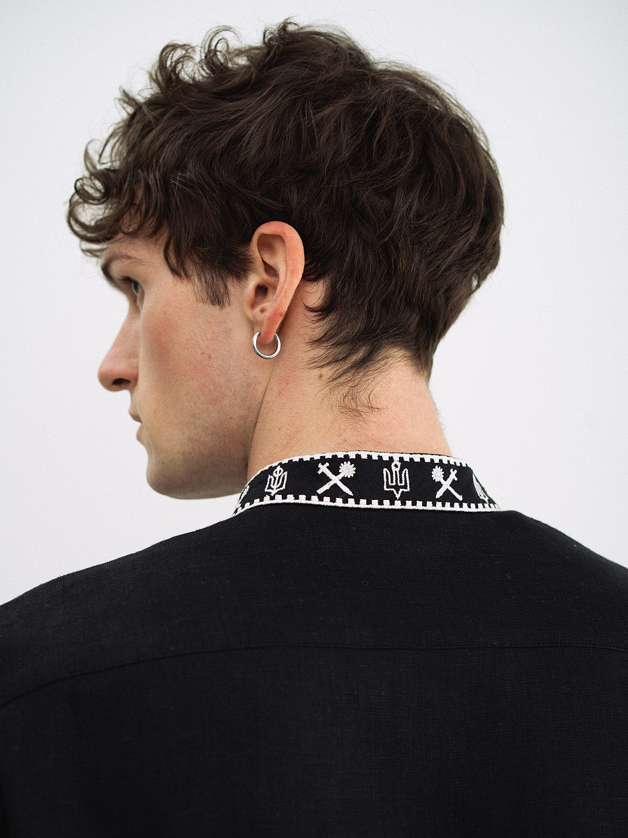 Black linen embroidered shirt Vidsich [0]