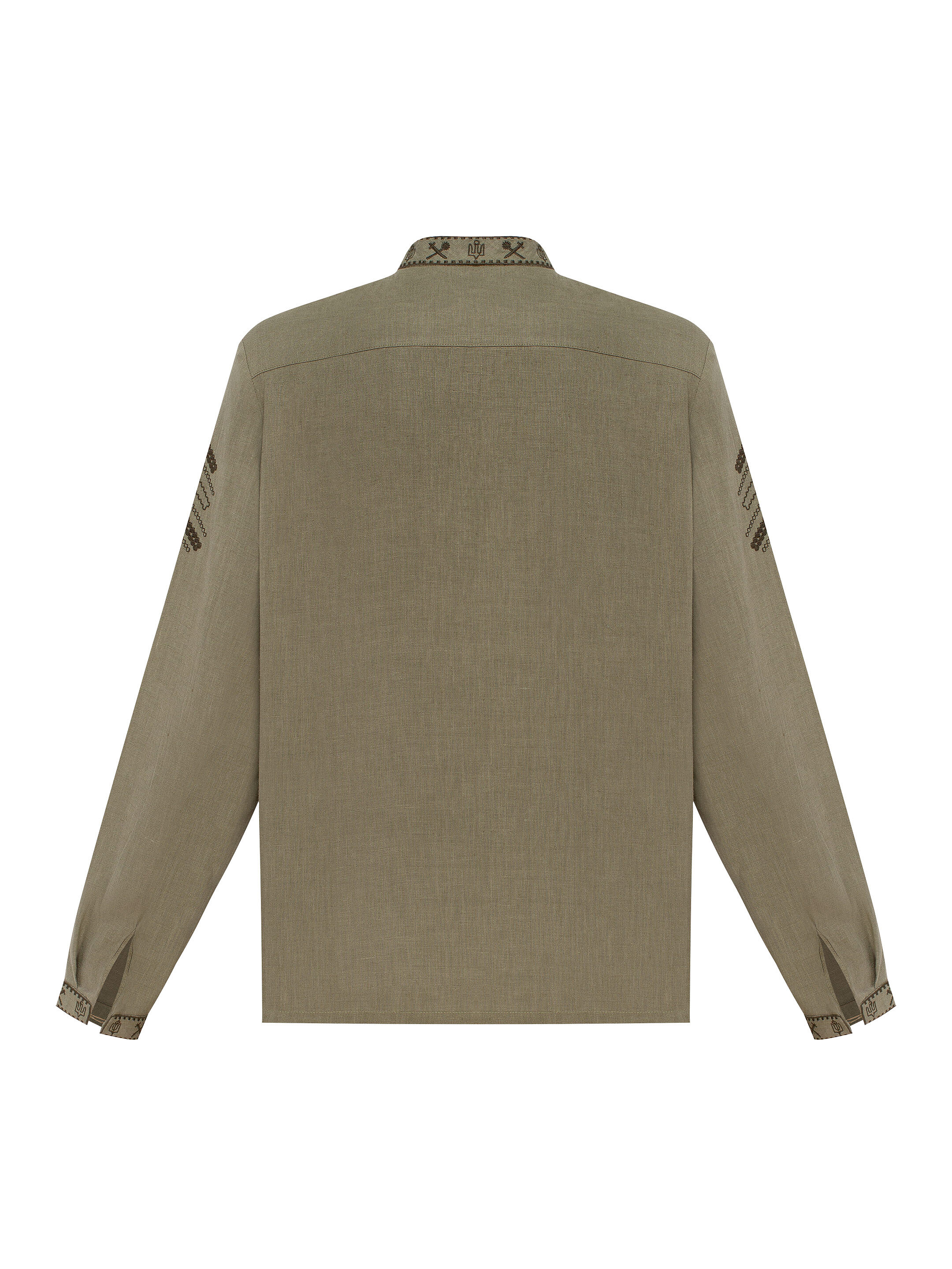 Khaki linen embroidered shirt for men Vidsich Khaki sizes