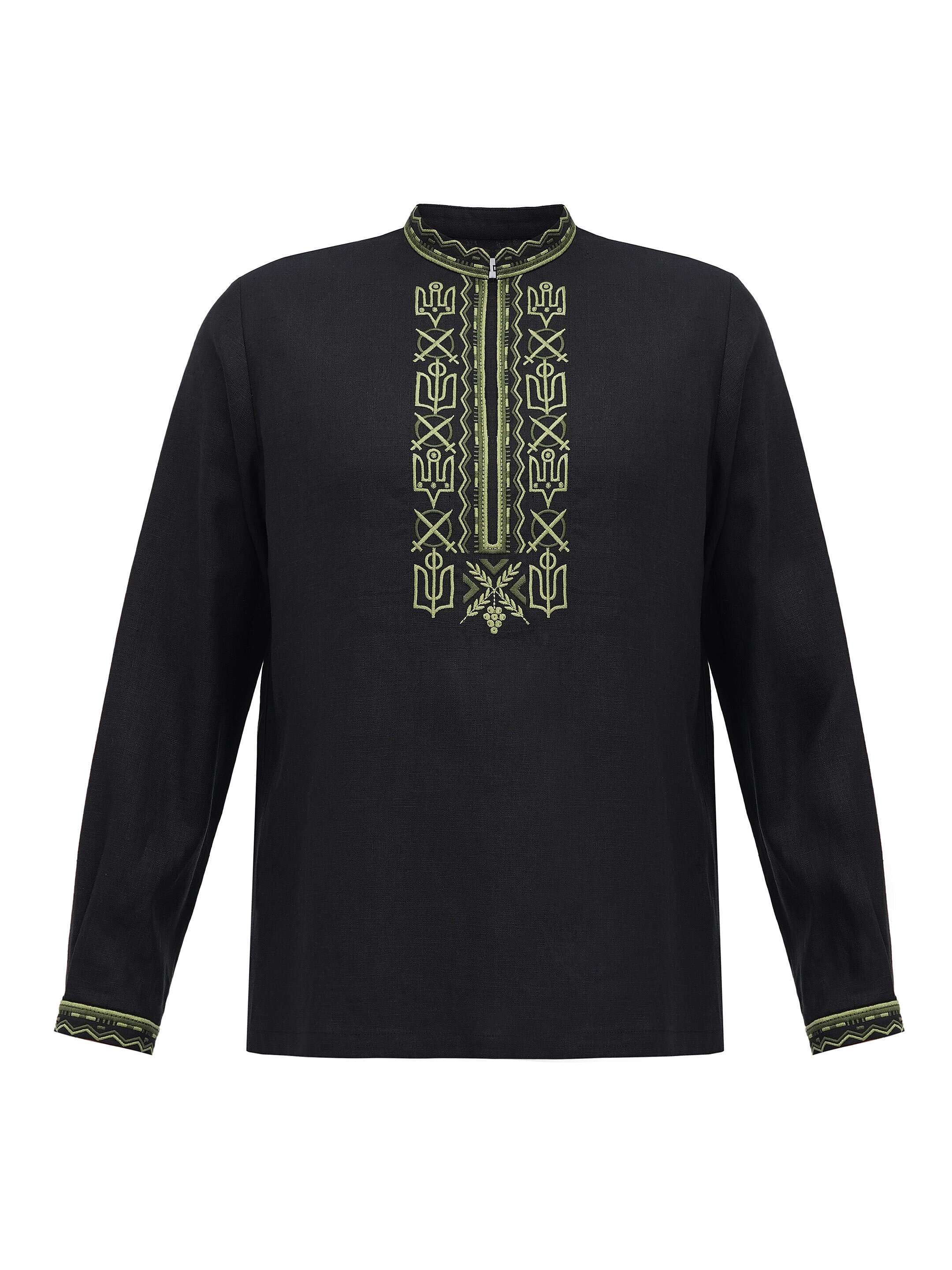 Men's embroidered shirt with symbols of Kyivan Rus 988 Black sizes