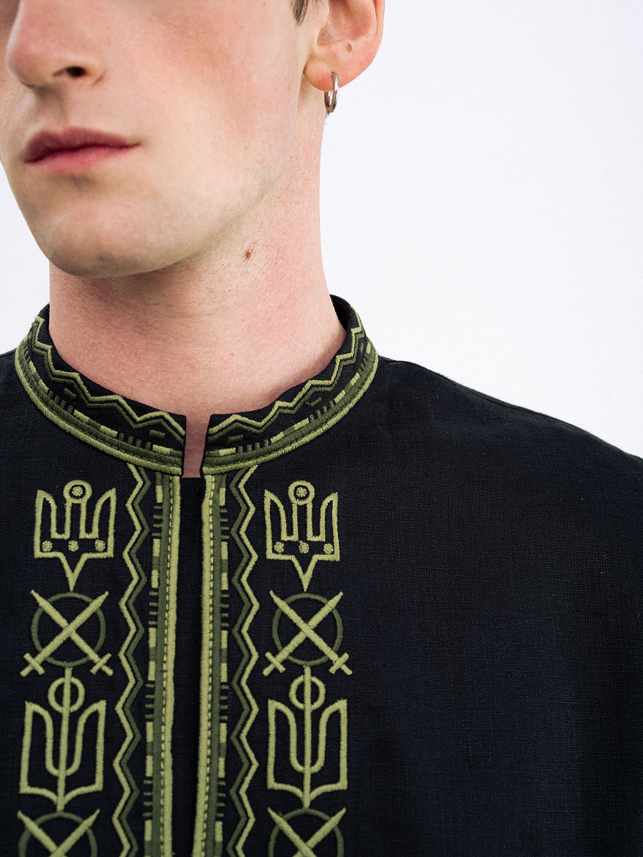 Men's embroidered shirt with symbols of Kyivan Rus 988 Black [0]
