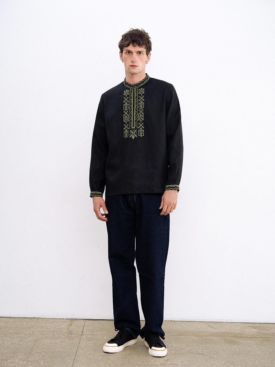 Men's embroidered shirt with symbols of Kyivan Rus 988 Black [0]