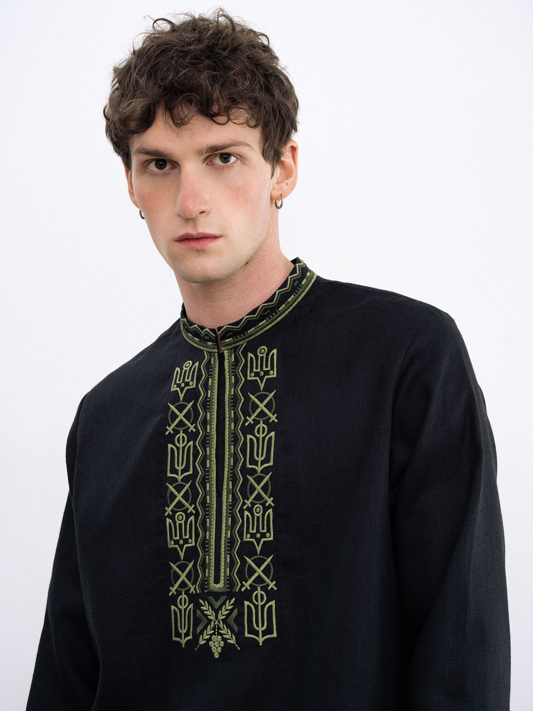 Men's embroidered shirt with symbols of Kyivan Rus 988 Black Buy