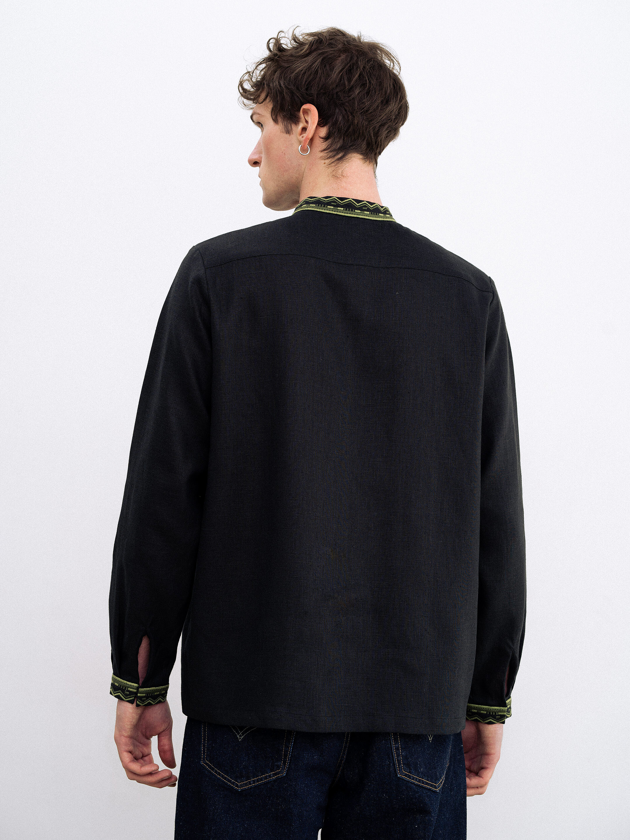 Men's embroidered shirt with symbols of Kyivan Rus 988 Black ціна