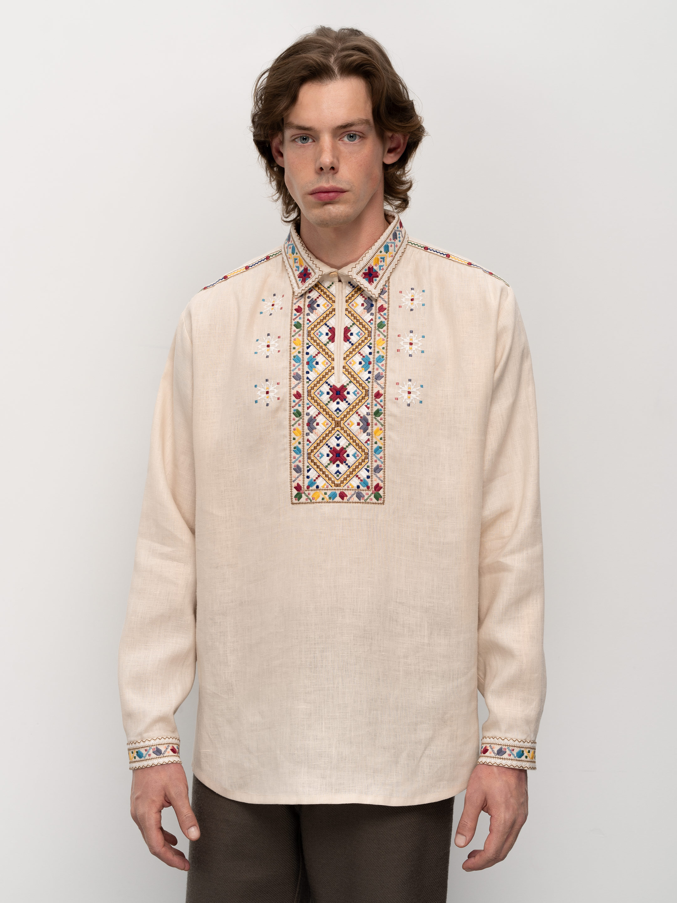 Men's embroidered shirt with collar Veremiy - photo 1