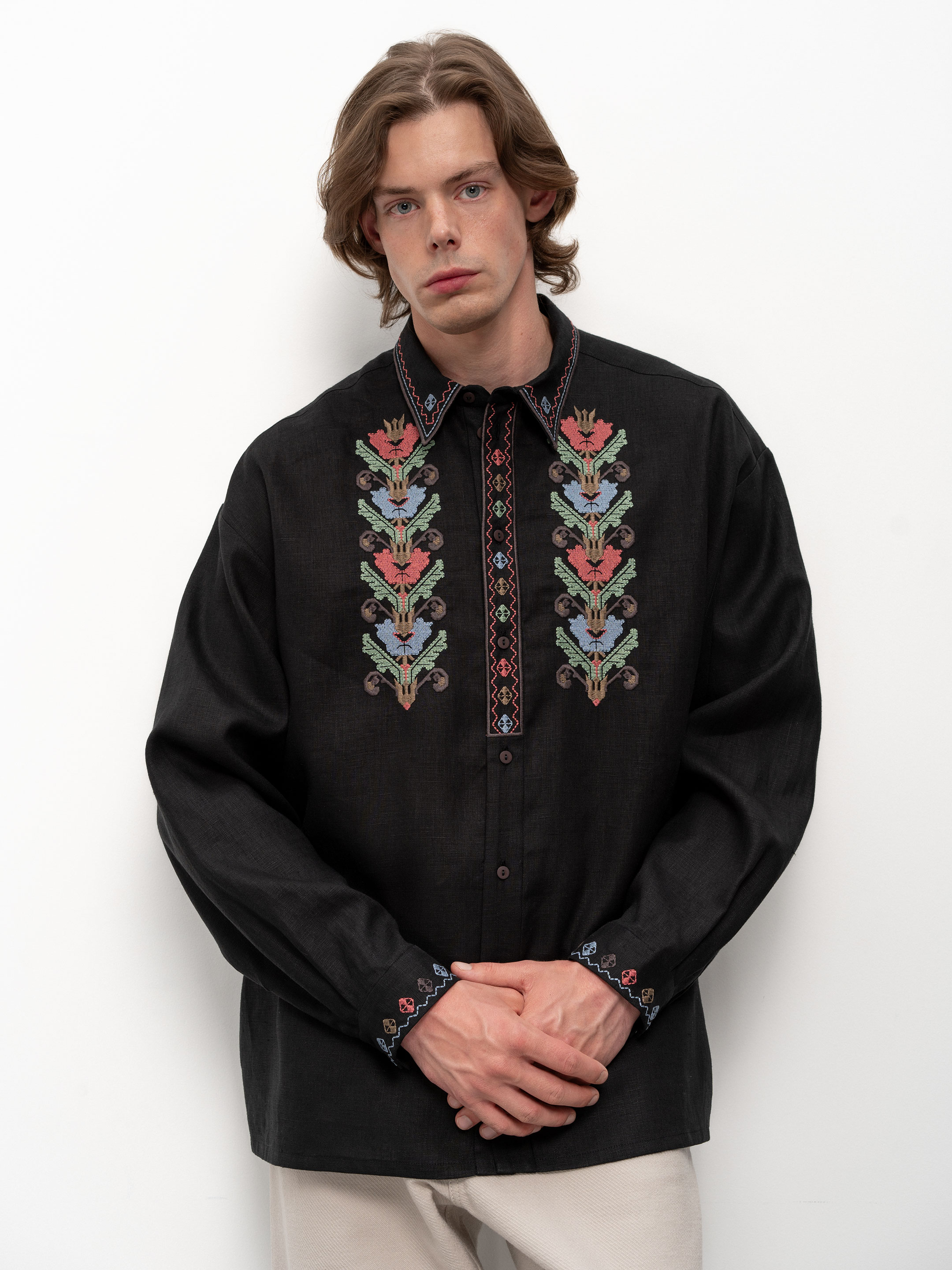 Men's embroidered shirt with a collar Kovel - photo 1