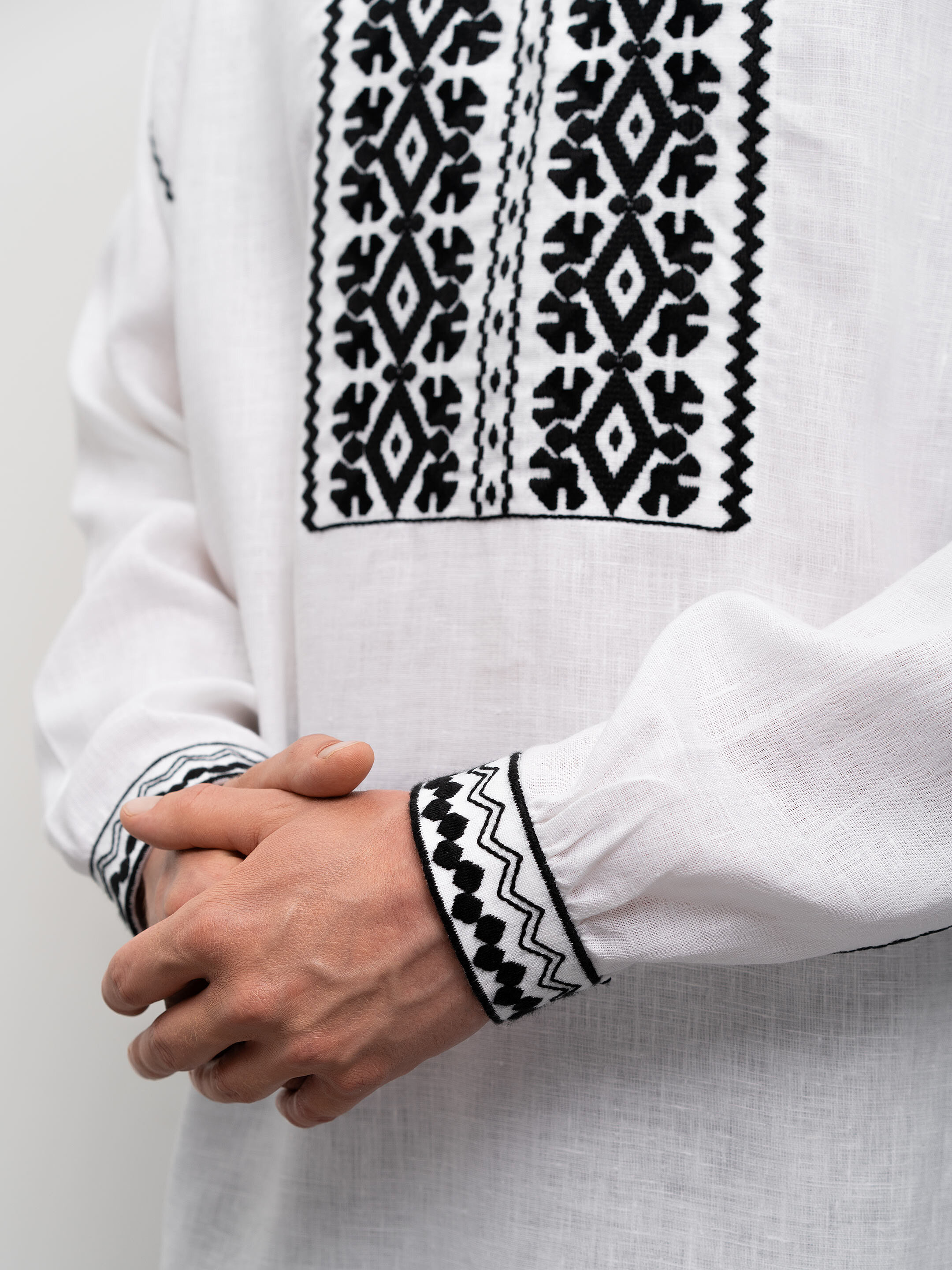 White men's embroidered shirt Kyivska photo