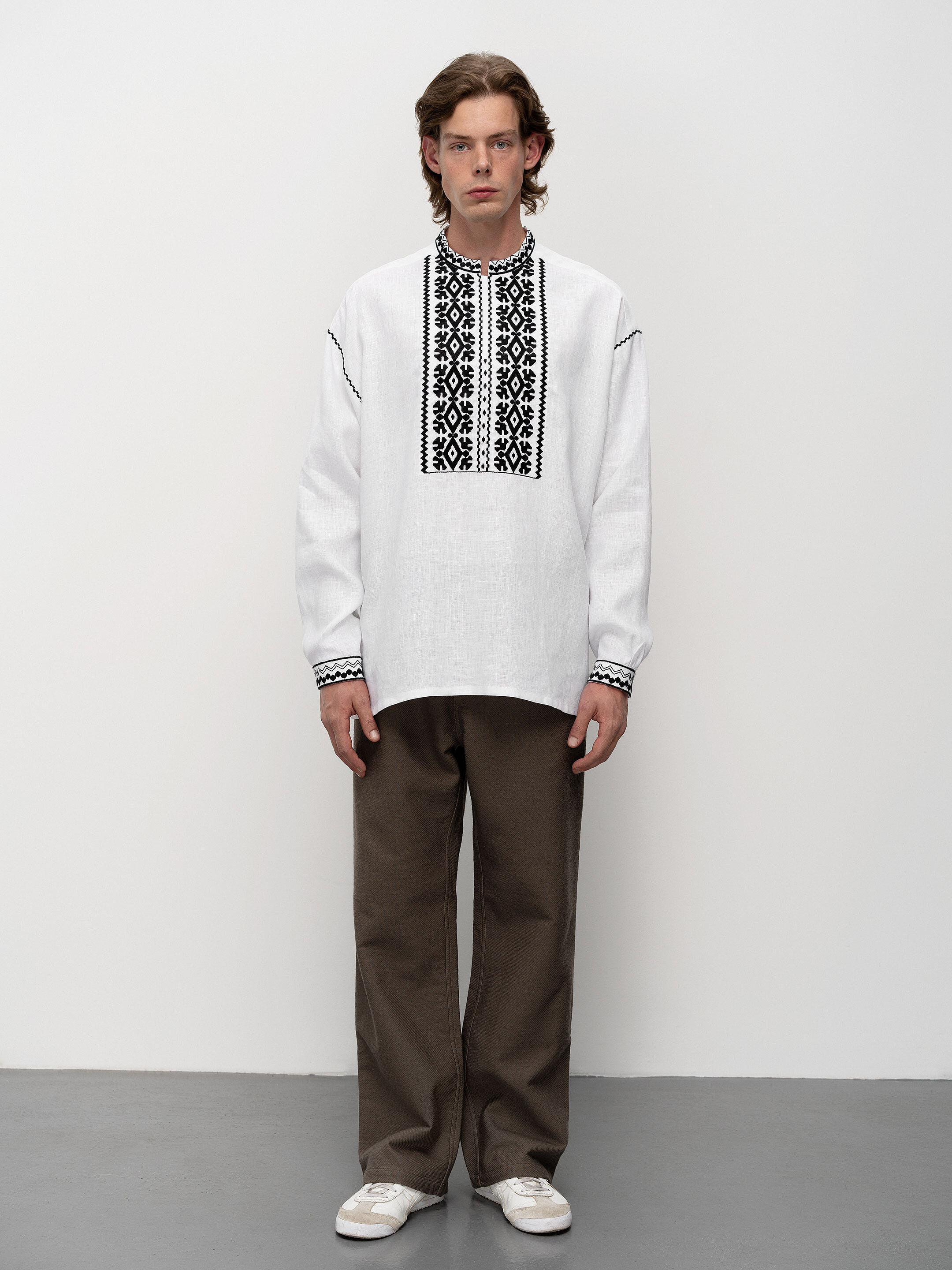 White men's embroidered shirt Kyivska in Ukraine