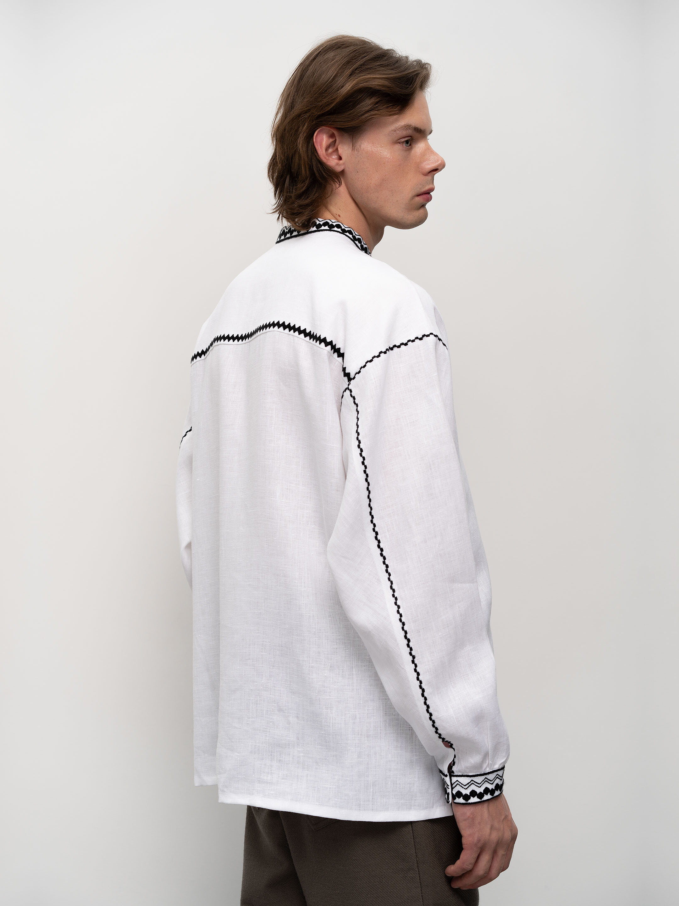White men's embroidered shirt Kyivska ціна