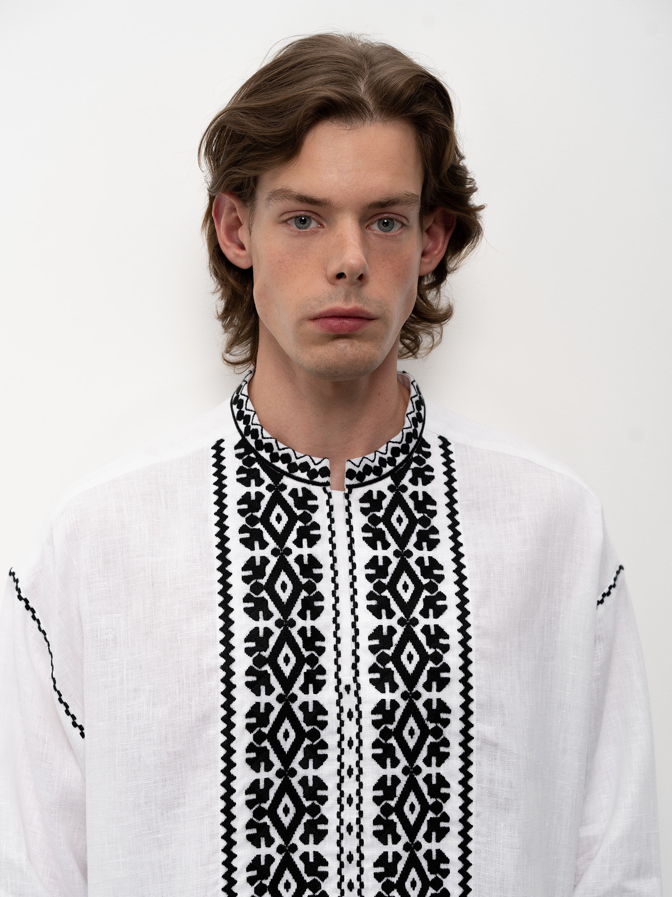 White men's embroidered shirt Kyivska cheap