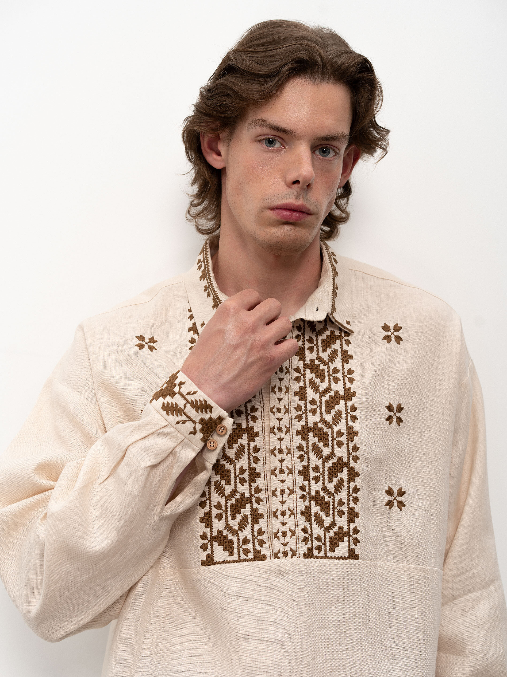 Men's embroidered shirt with a collar Chernihivska Buy