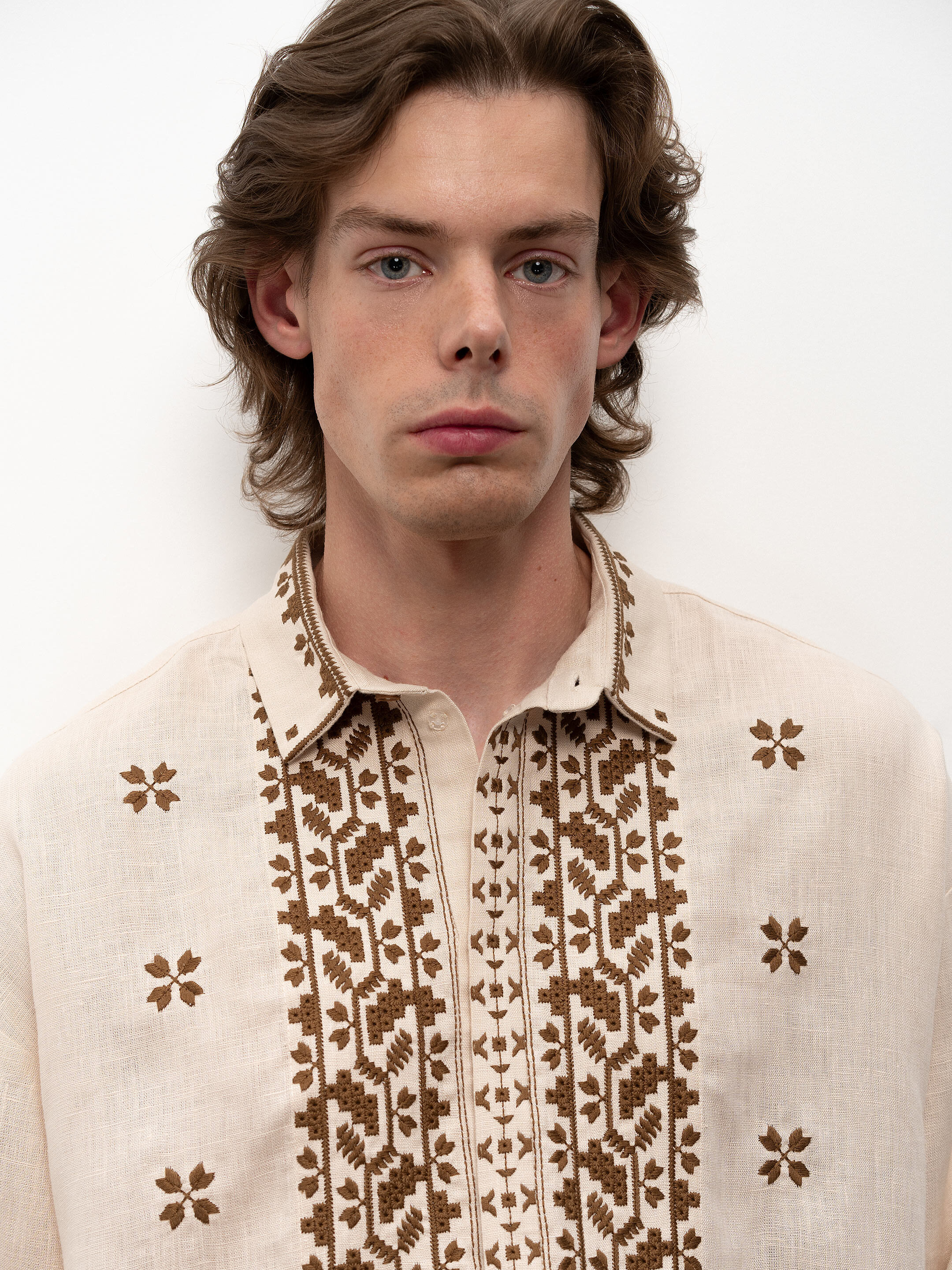 Men's embroidered shirt with a collar Chernihivska choose