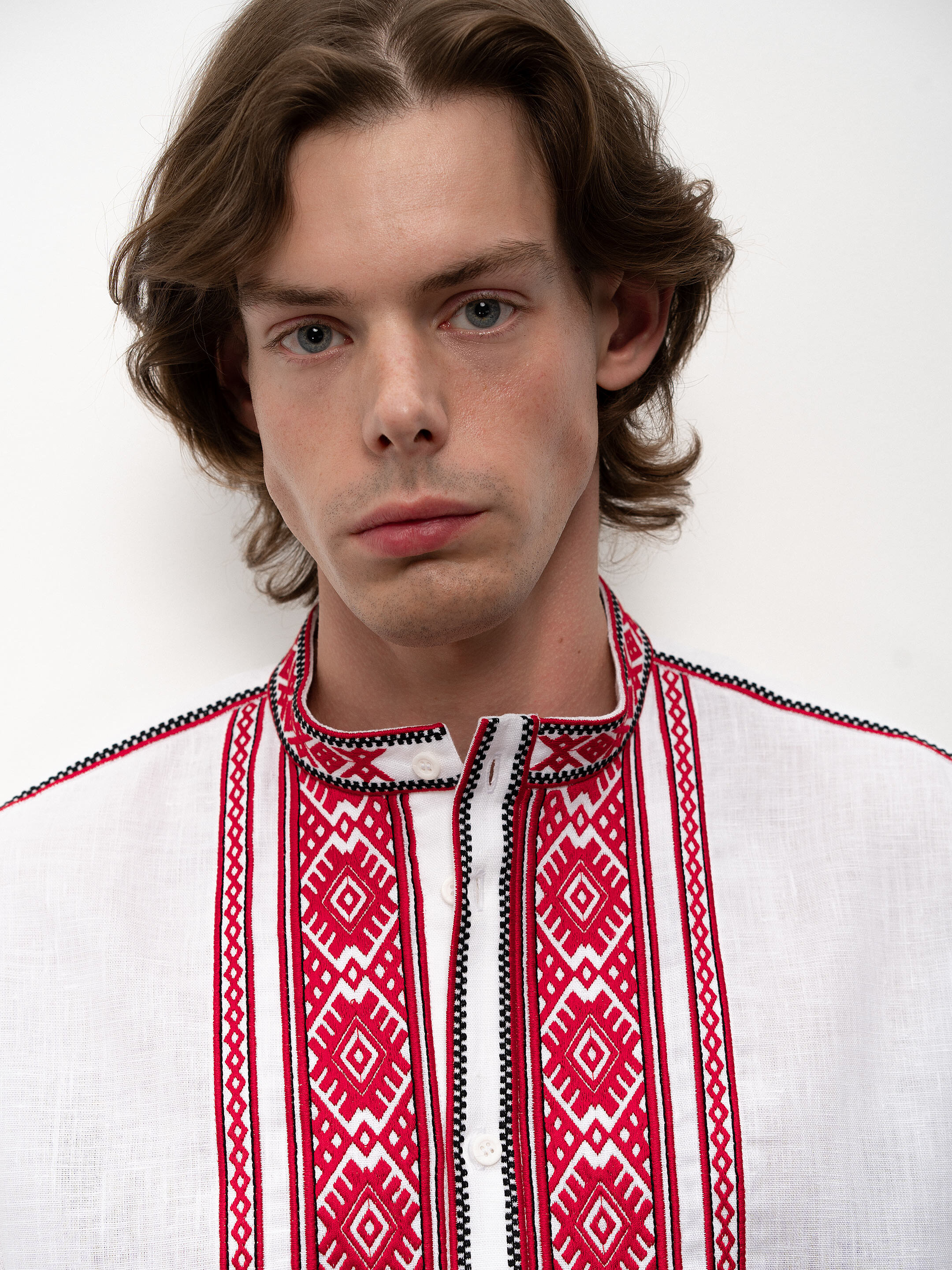 White men's embroidered shirt Zhytomyr Bila in Ukraine