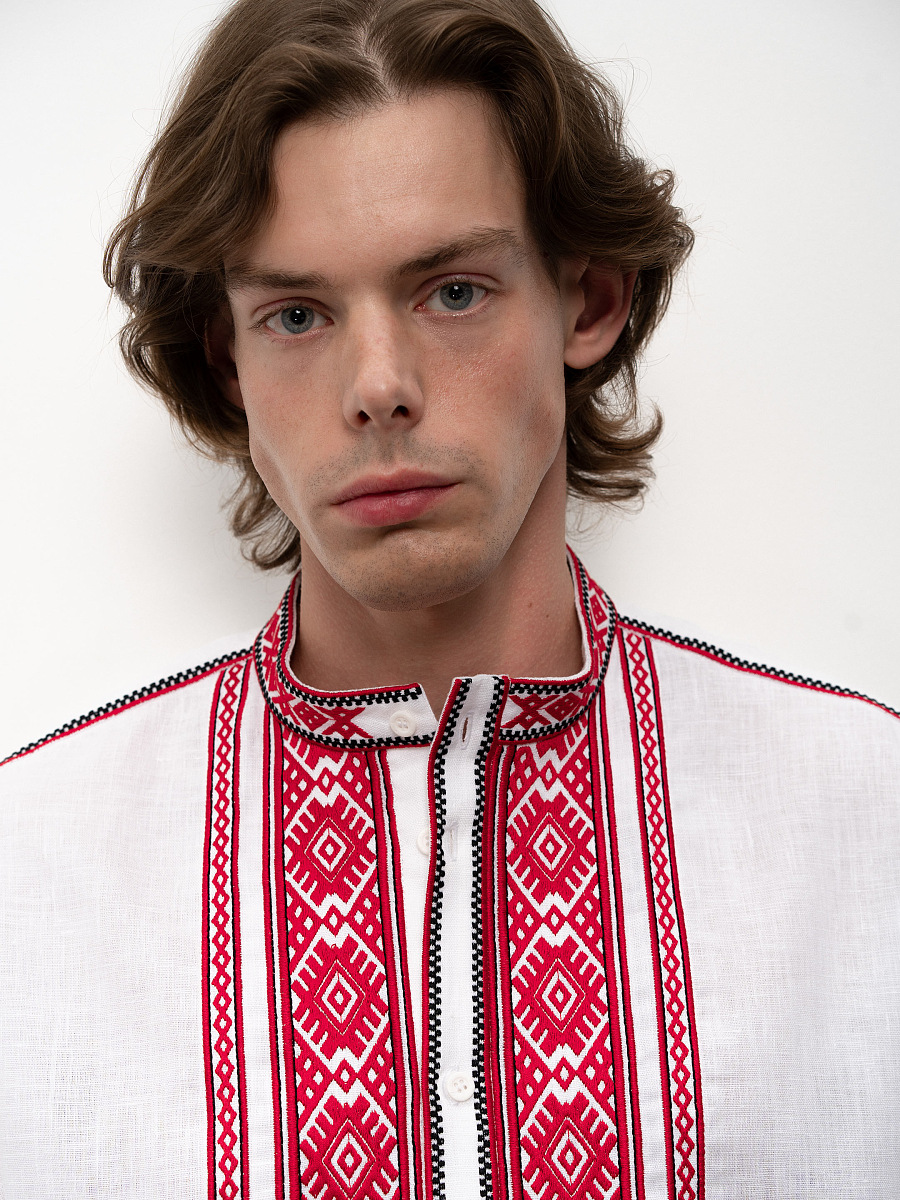 White men's embroidered shirt Zhytomyr Bila [0]