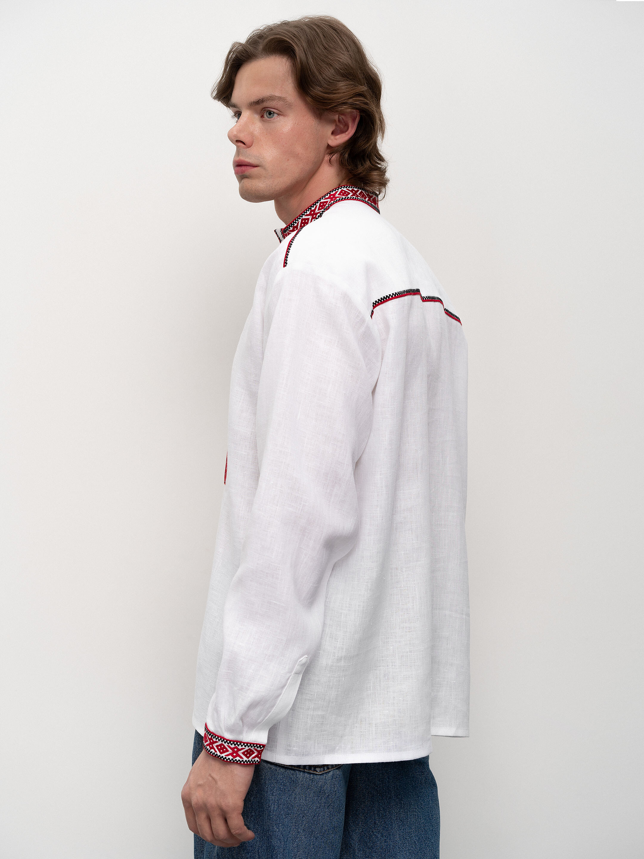 White men's embroidered shirt Zhytomyr Bila photo