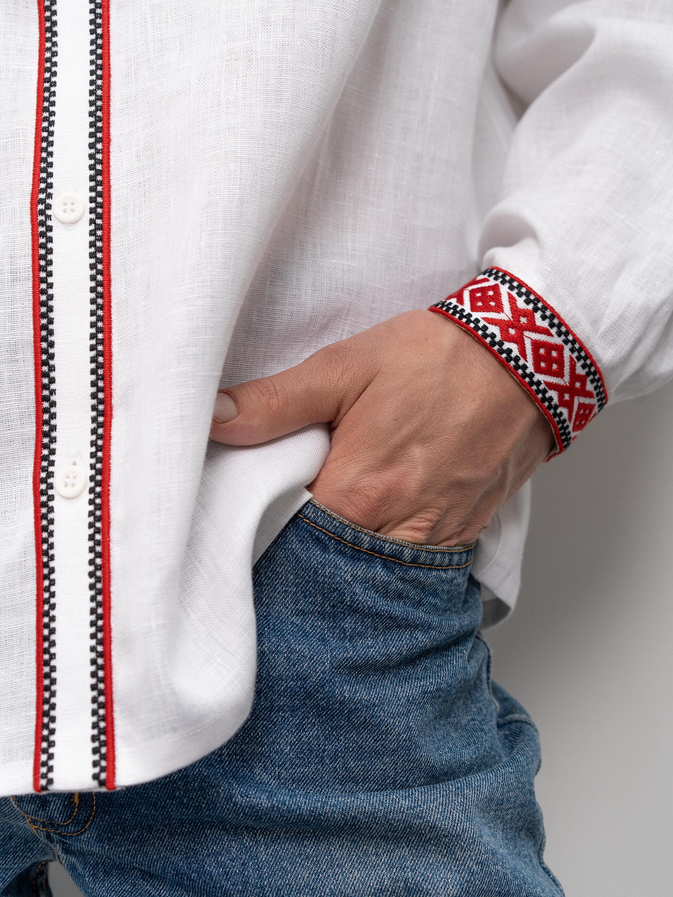 White men's embroidered shirt Zhytomyr Bila ціна