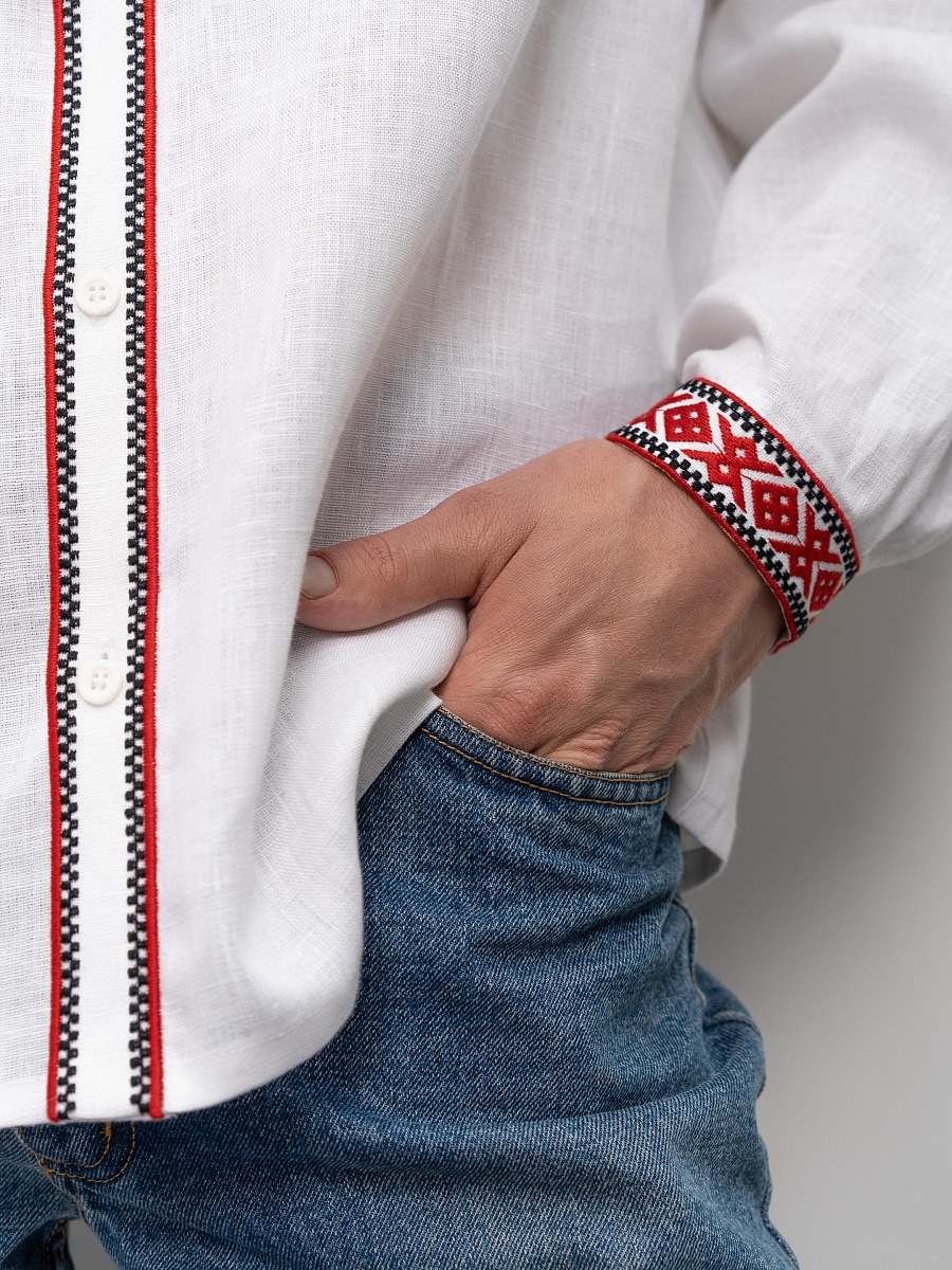 White men's embroidered shirt Zhytomyr Bila [0]