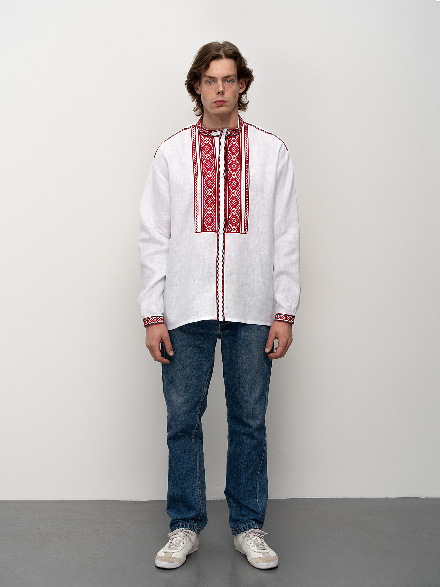White men's embroidered shirt Zhytomyr Bila [0]