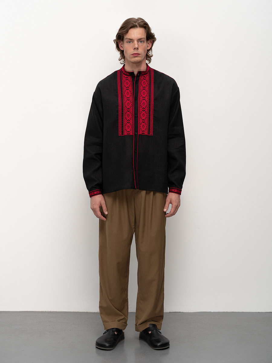 Black men's embroidered shirt Zhytomyr Chorna [0]
