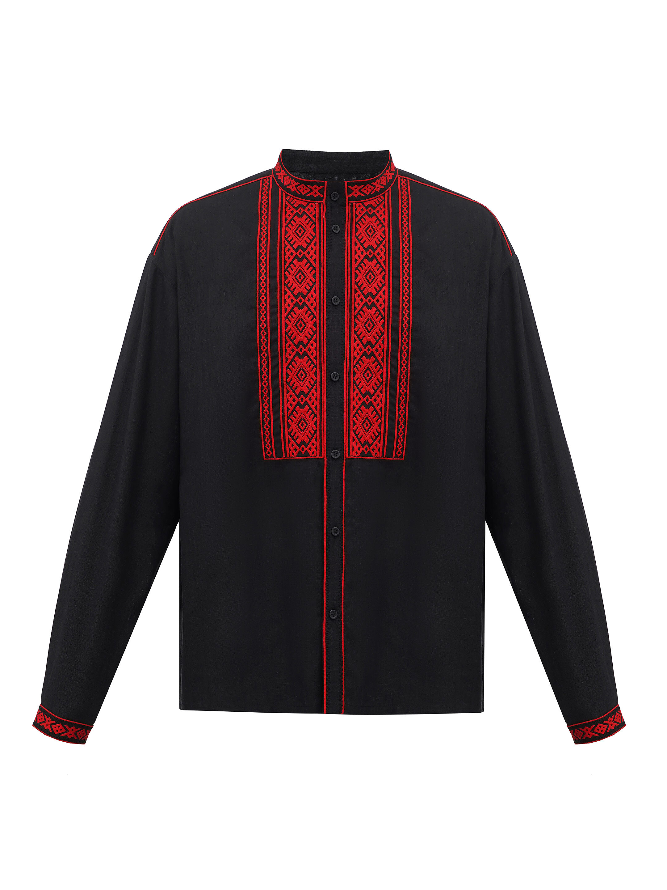 Black men's embroidered shirt Zhytomyr Chorna fitting
