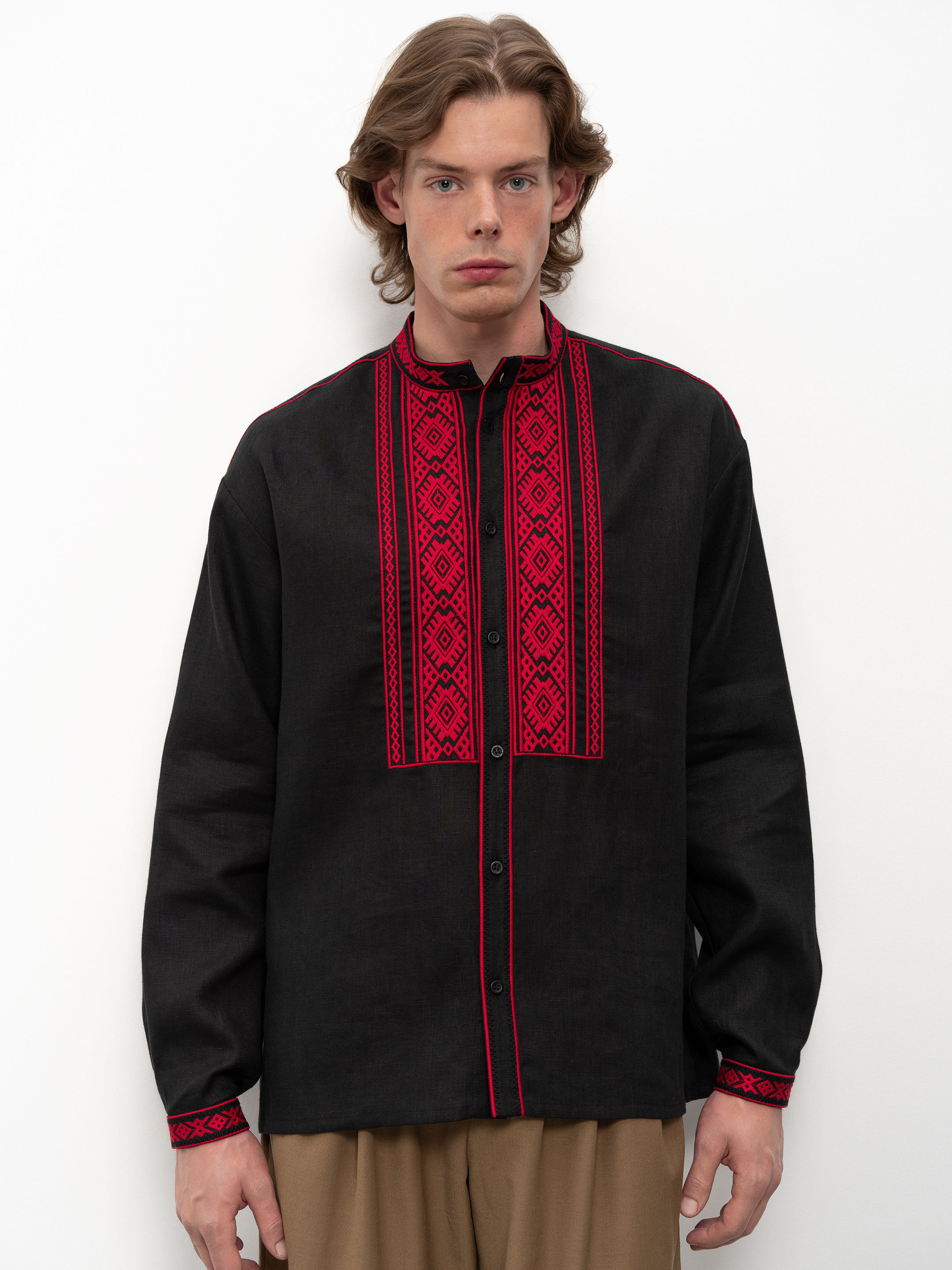 Men's embroidered shirt with a collar Chernihivska