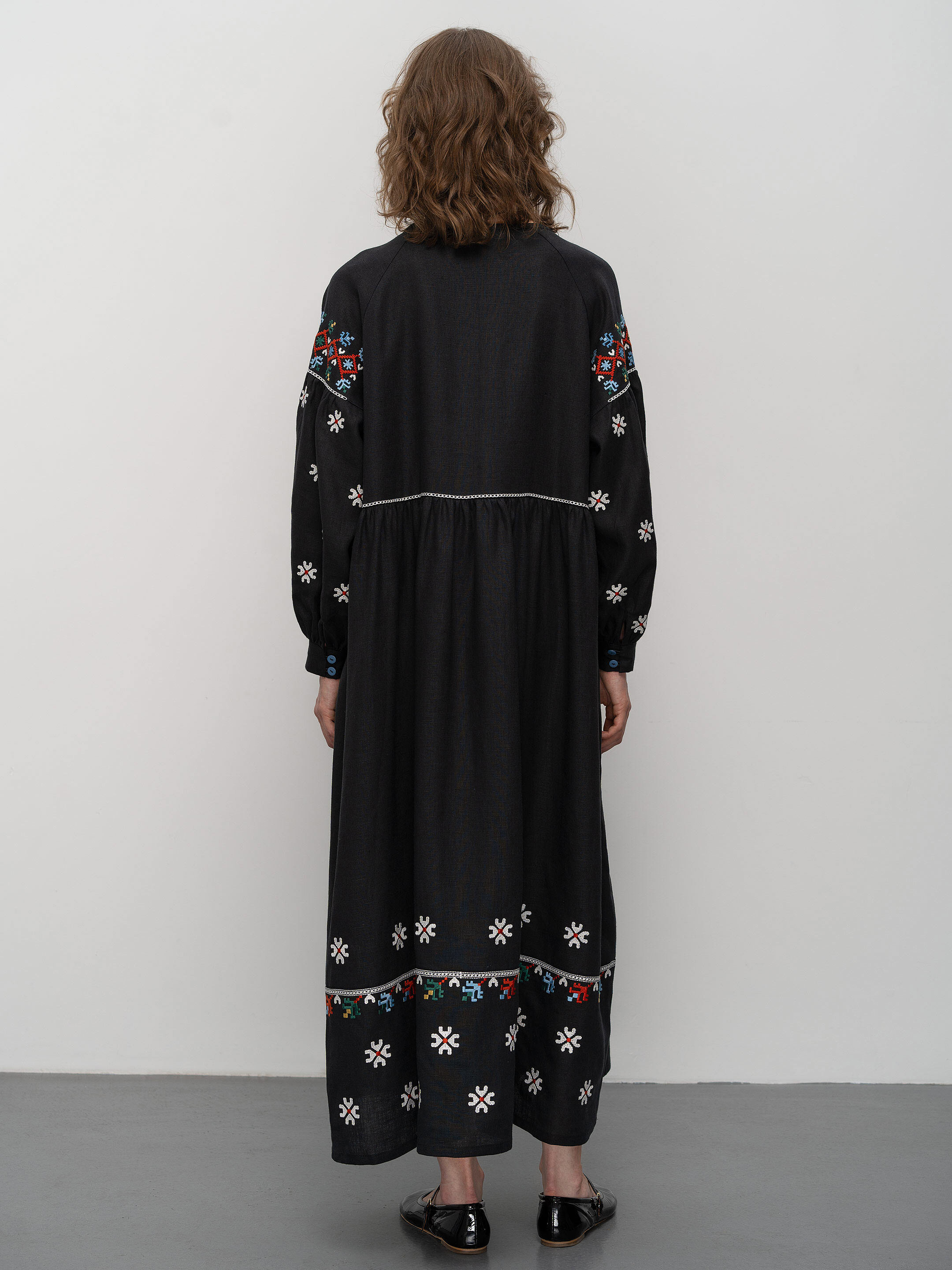 Long embroidered dress of the Podillia region Vinnytska in Ukraine