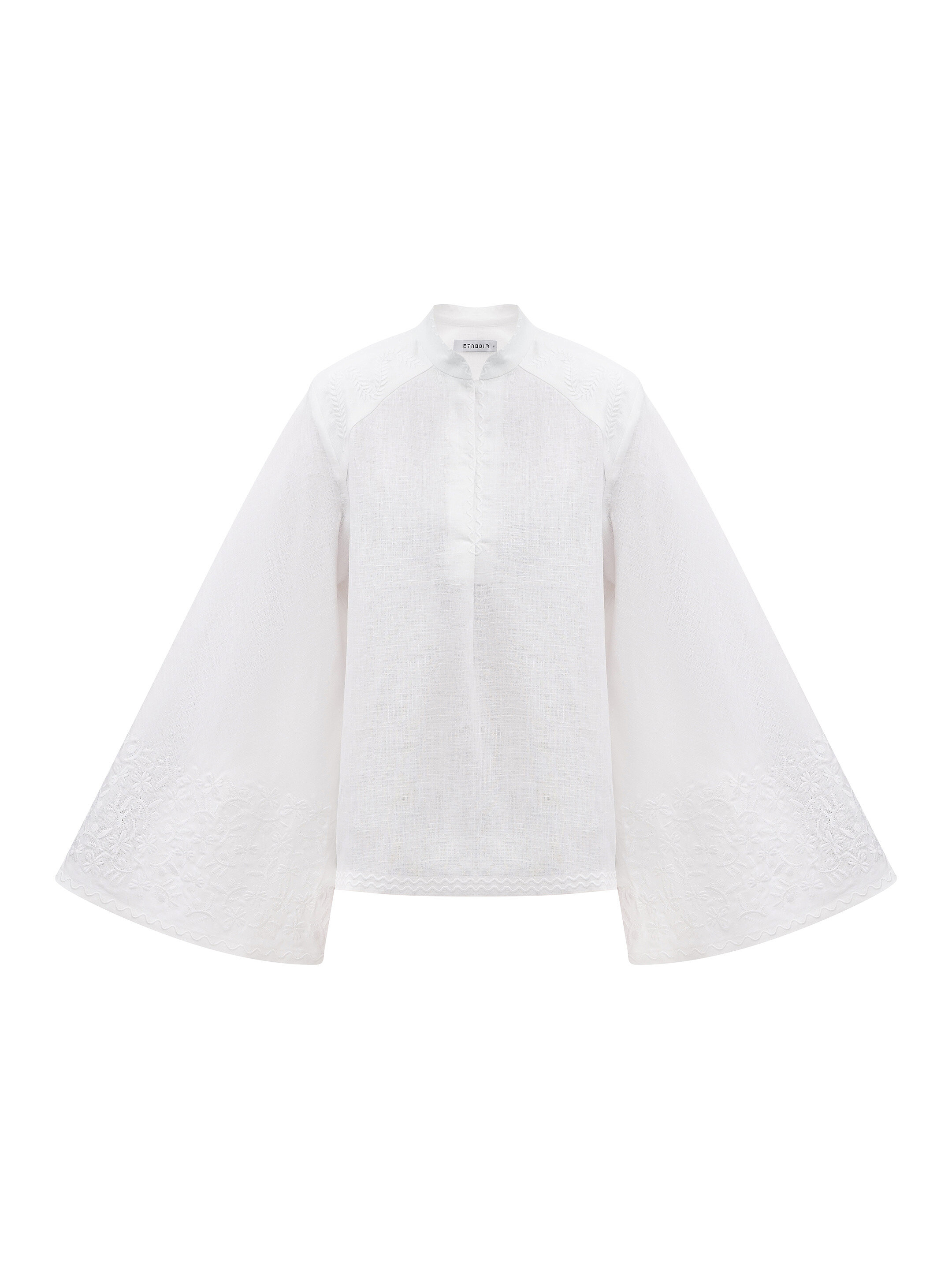 Linen blouse with wide sleeves and matching embroidery Teren Mono choose