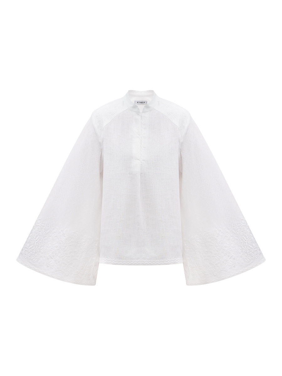 Linen blouse with wide sleeves and matching embroidery Teren Mono [0]