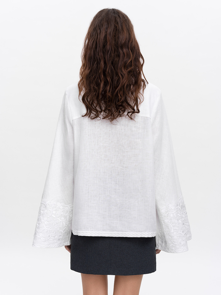 Linen blouse with wide sleeves and matching embroidery Teren Mono [0]
