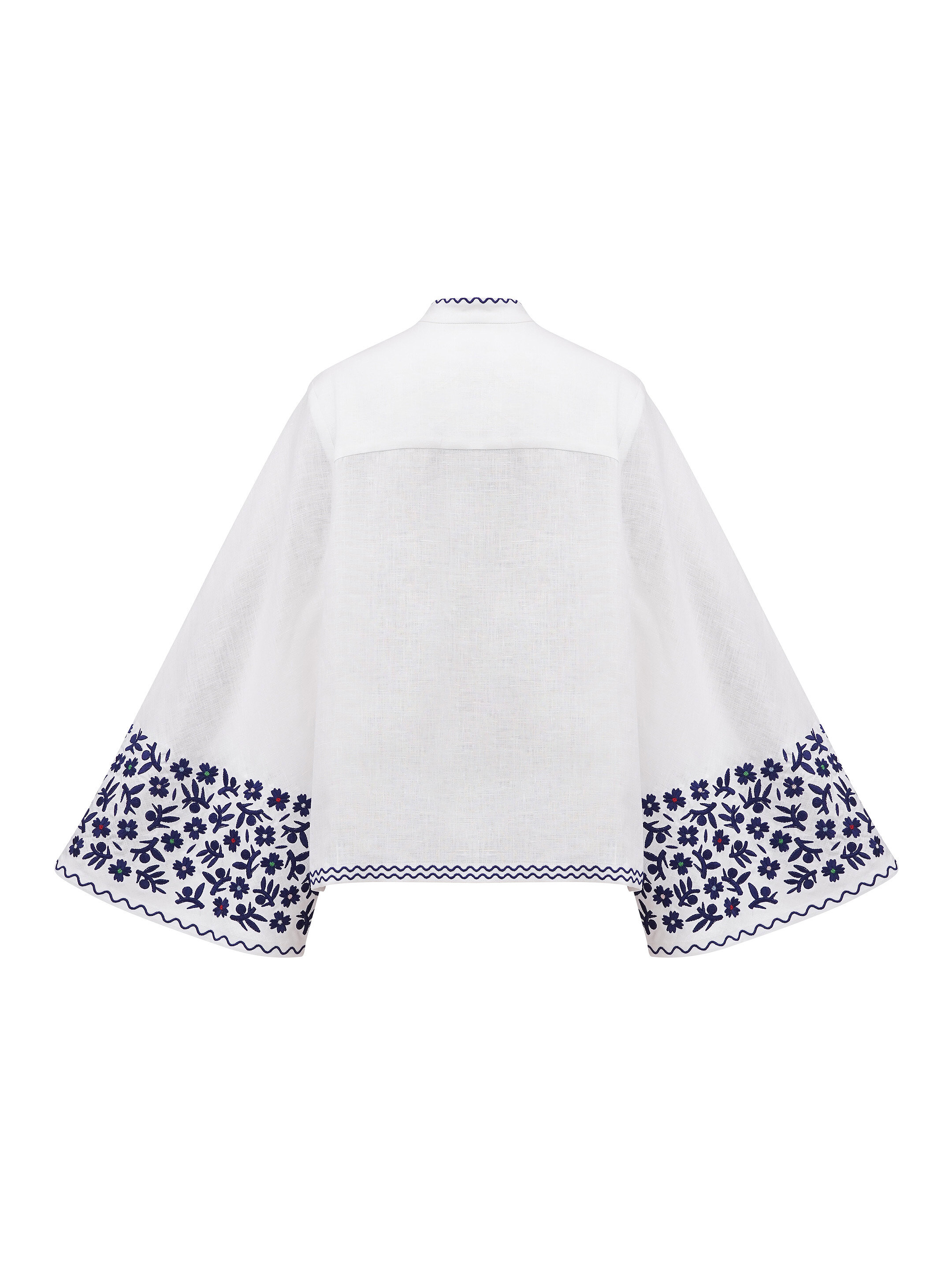 Linen blouse with wide sleeves and embroidery Teren Syniy sizes