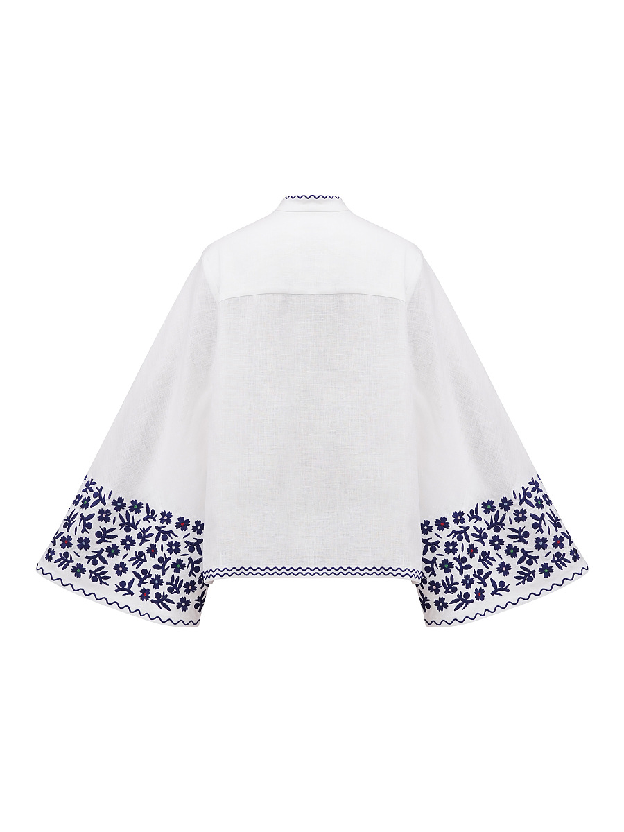 Linen blouse with wide sleeves and embroidery Teren Syniy [0]