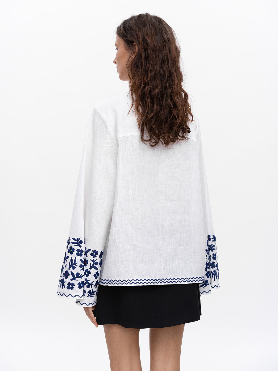 Linen blouse with wide sleeves and embroidery Teren Syniy [0]