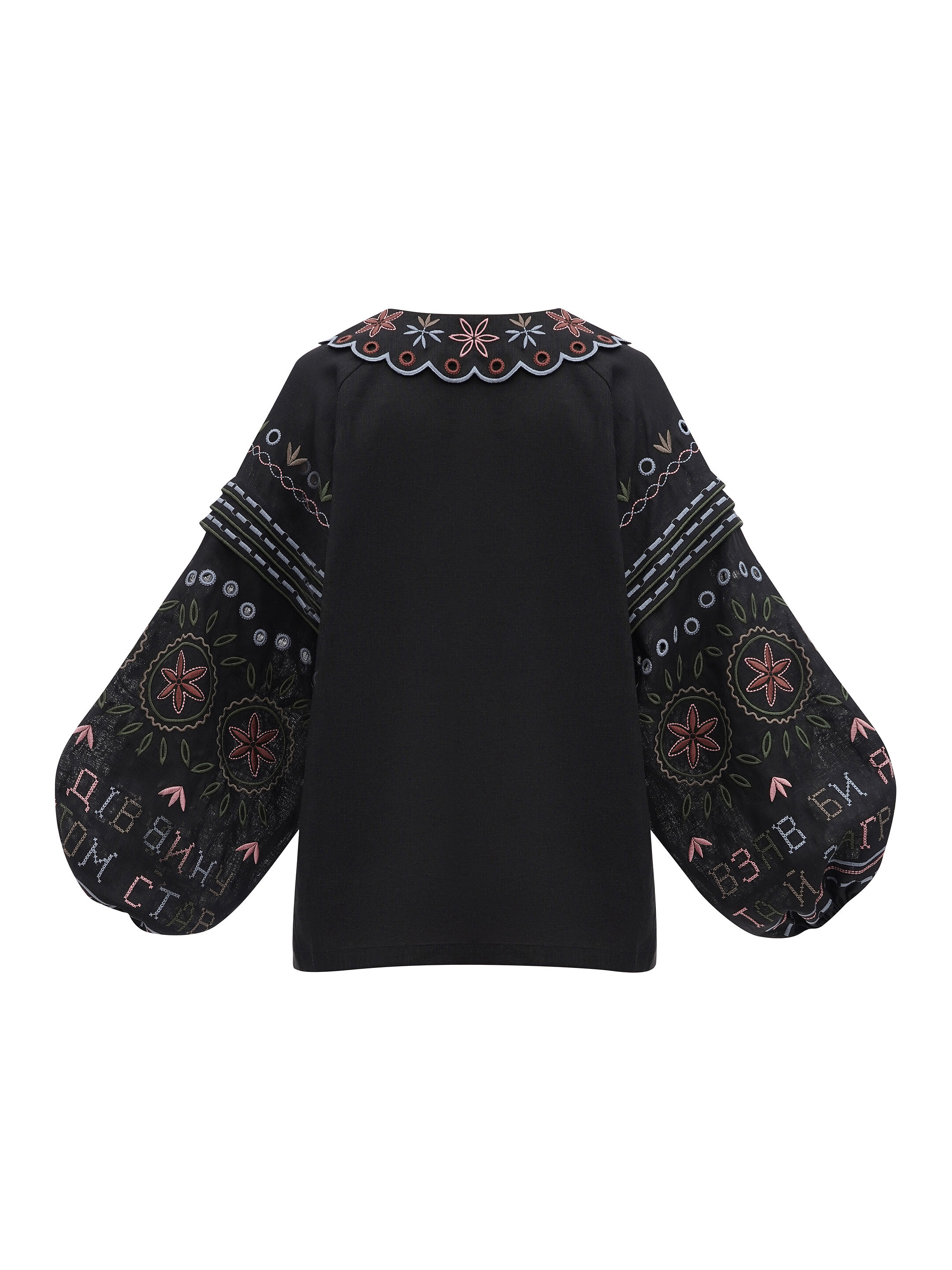 Embroidered jacket made of black linen with a collar Bandura Dark buy