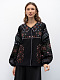 Embroidered jacket made of black linen with a collar Bandura Temna