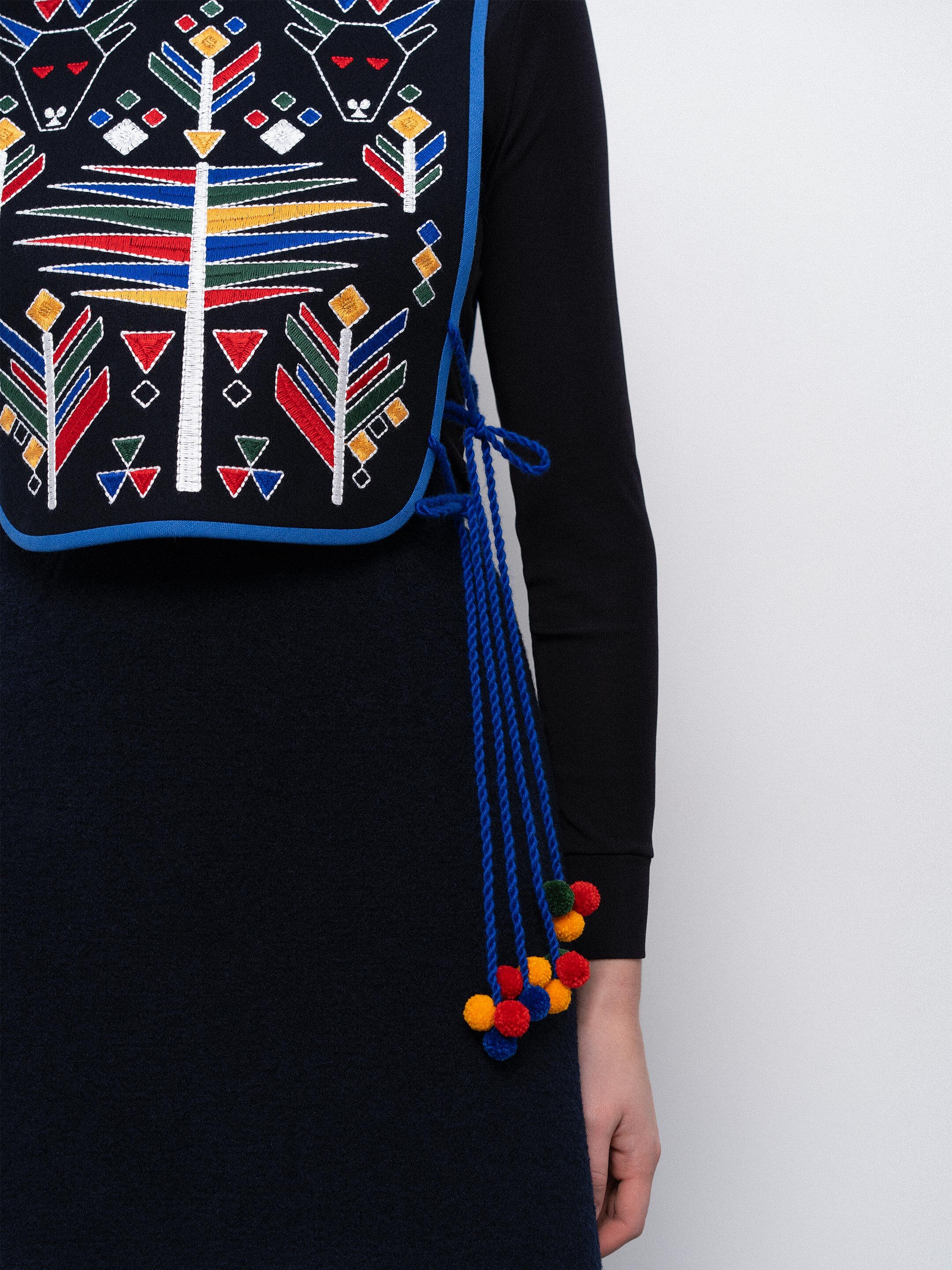 Wool embroidered vest with ties Koza Chorna in Ukraine