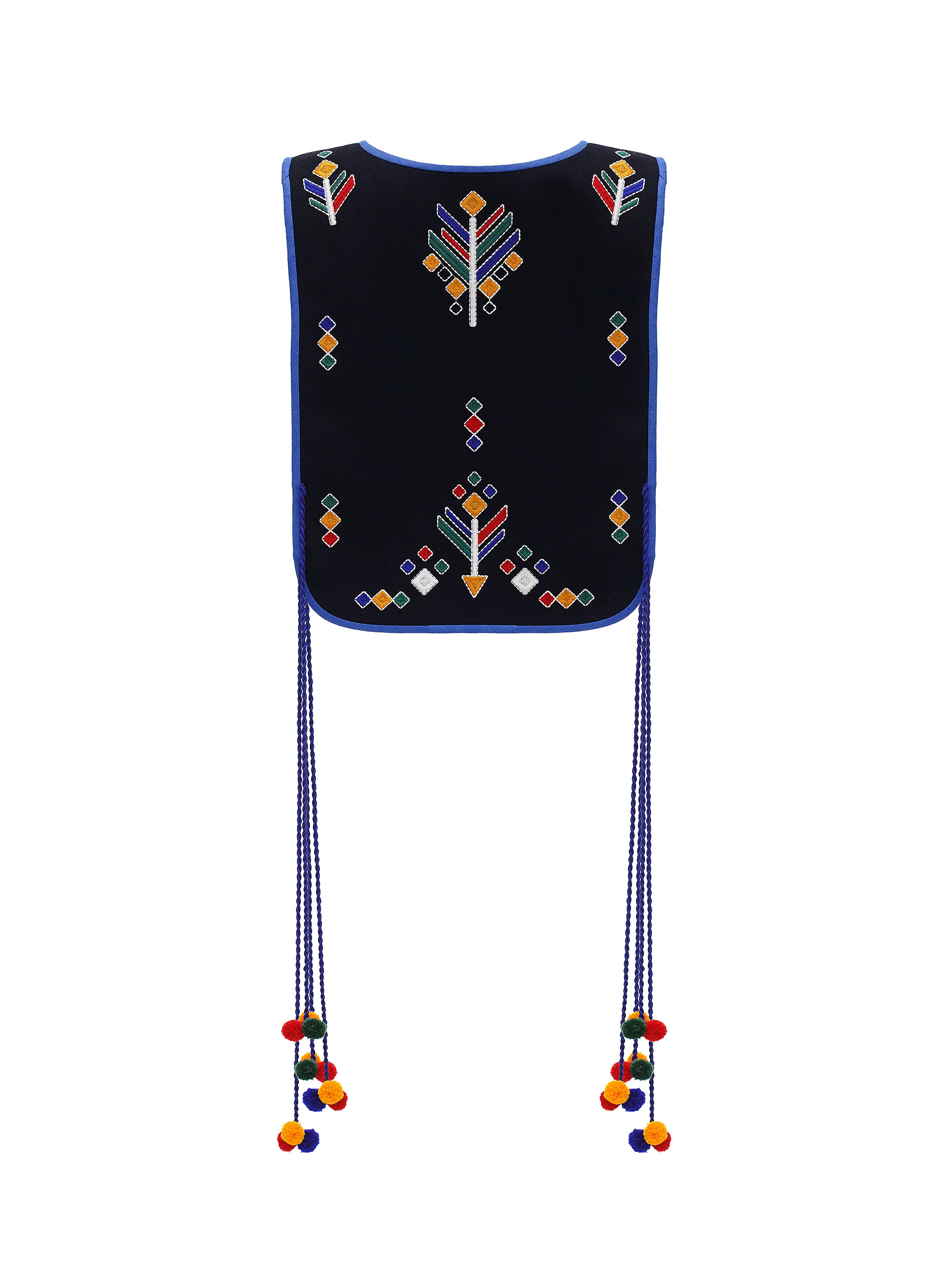 Wool embroidered vest with ties Koza Chorna fitting