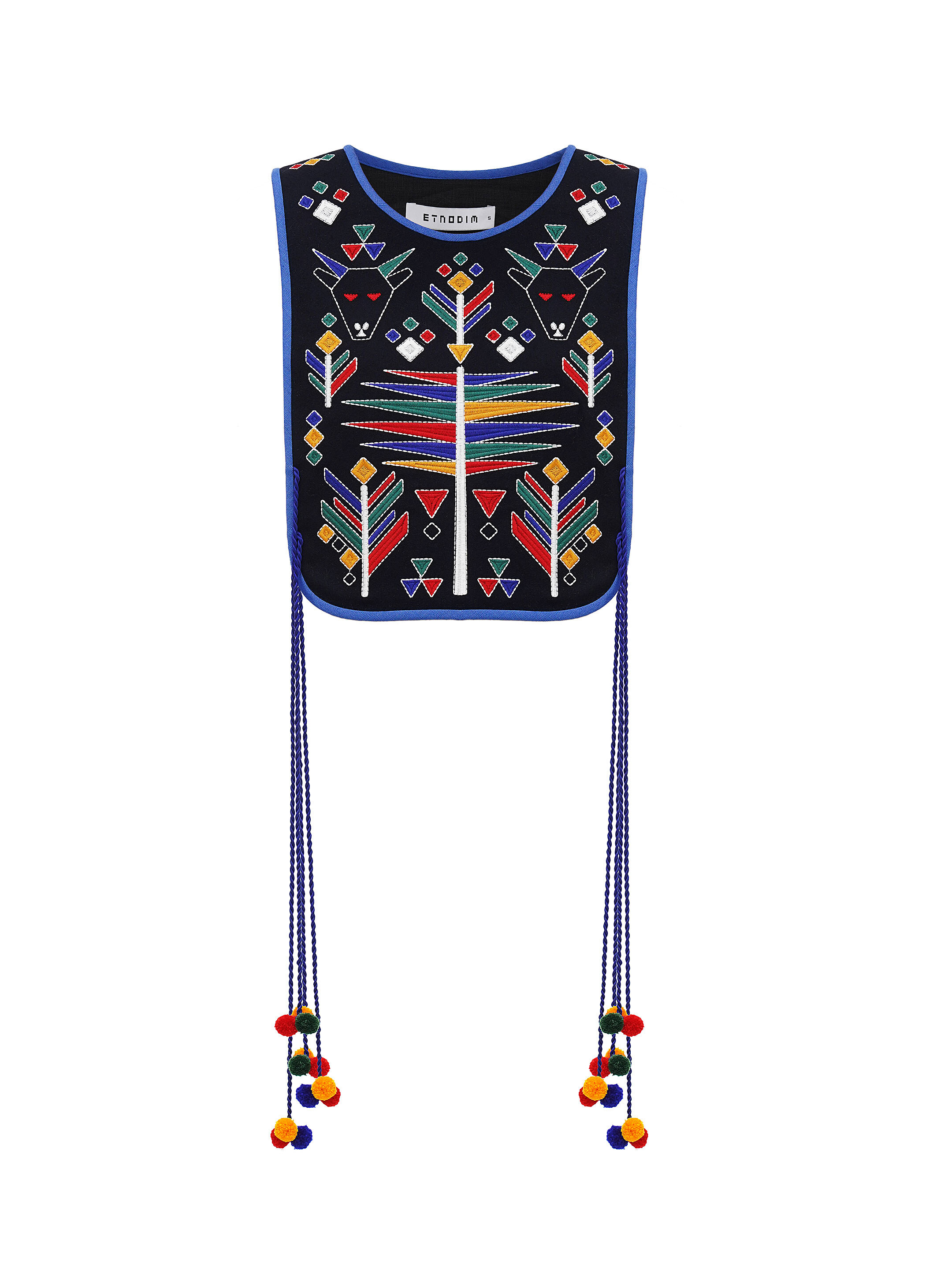 Wool embroidered vest with ties Koza Chorna choose