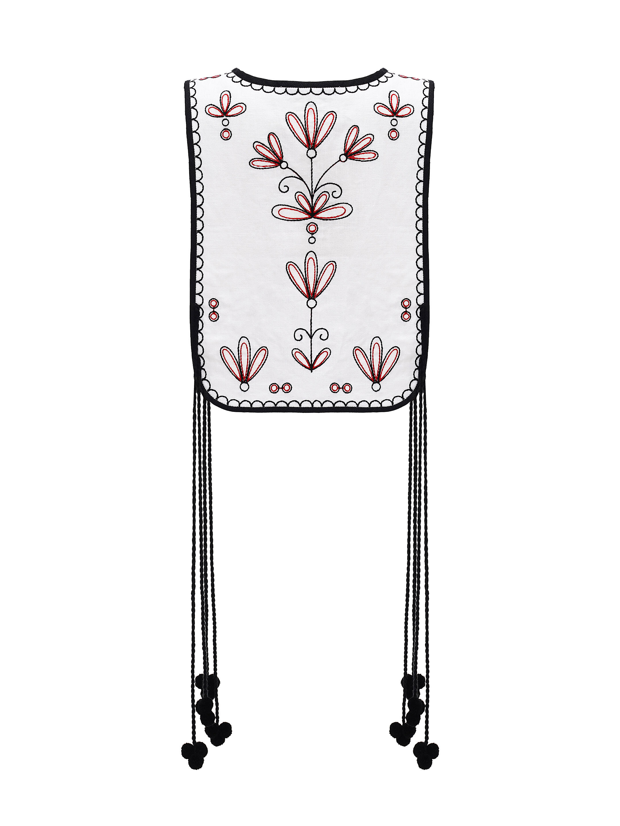 Linen embroidered waistcoat with ties Koza Bila fitting