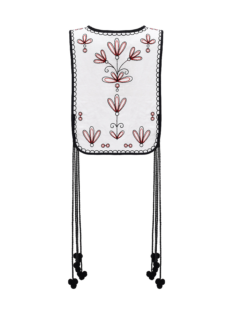Linen embroidered waistcoat with ties Koza Bila [0]