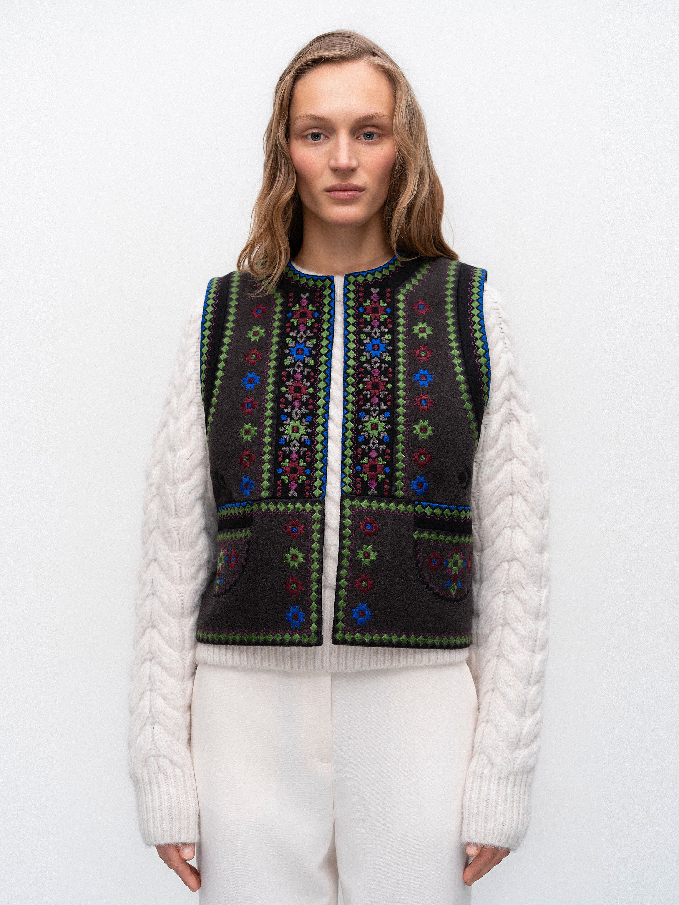 Wool vest with embroidery Zirka Buy
