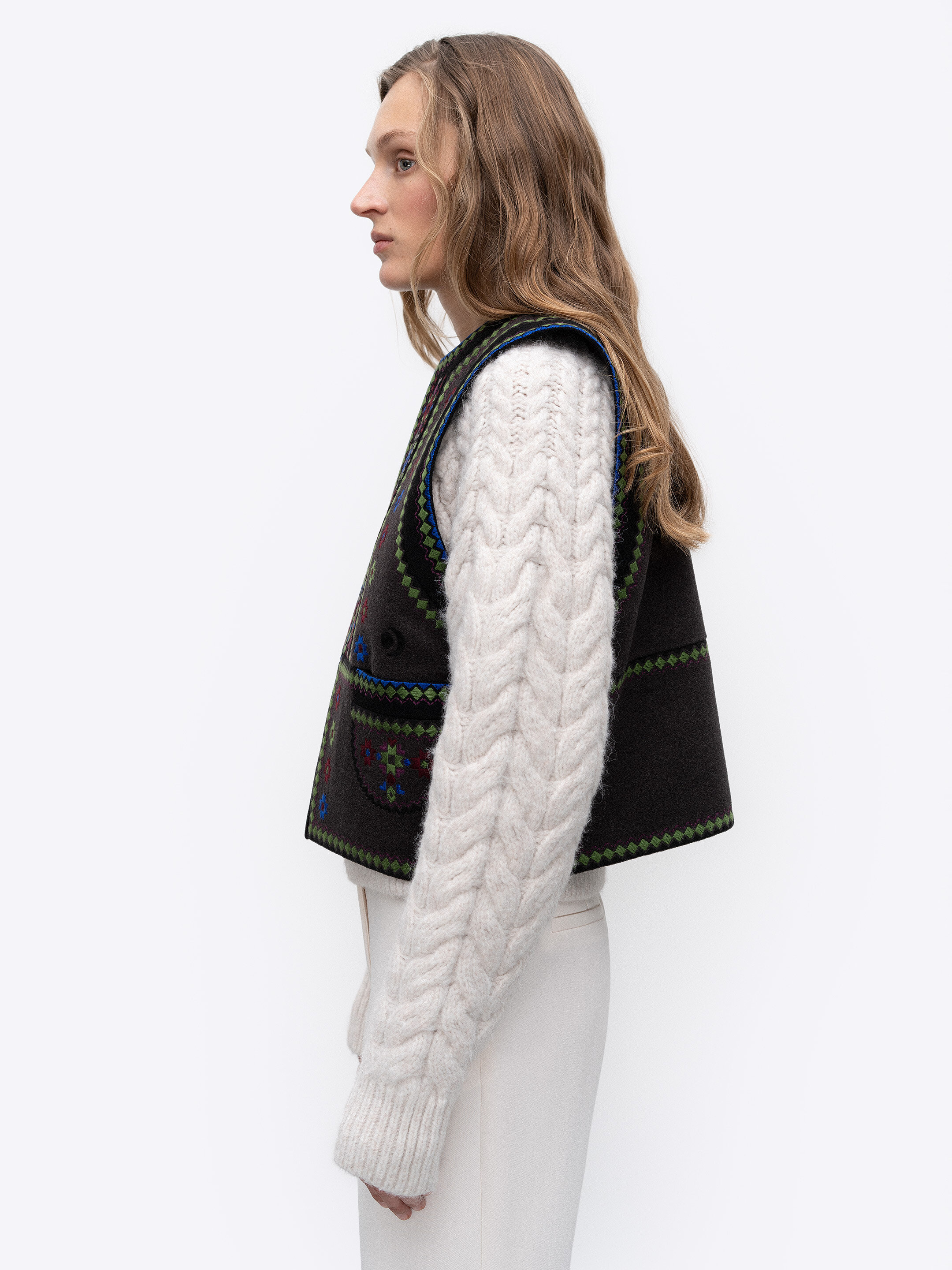 Wool vest with embroidery Zirka cheap