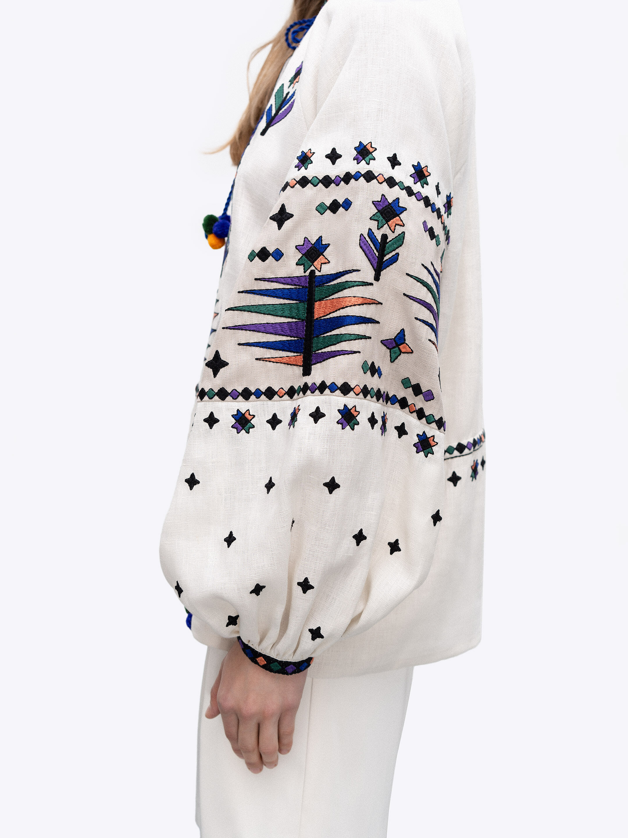Women's embroidered shirt with geometric embroidery Melanka photo