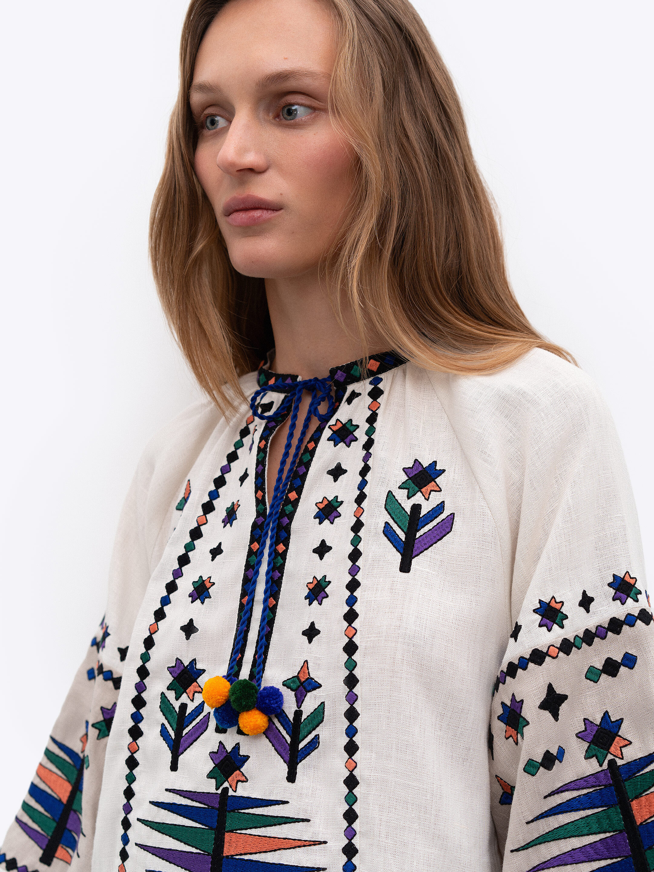 Women's embroidered shirt with geometric embroidery Melanka cheap