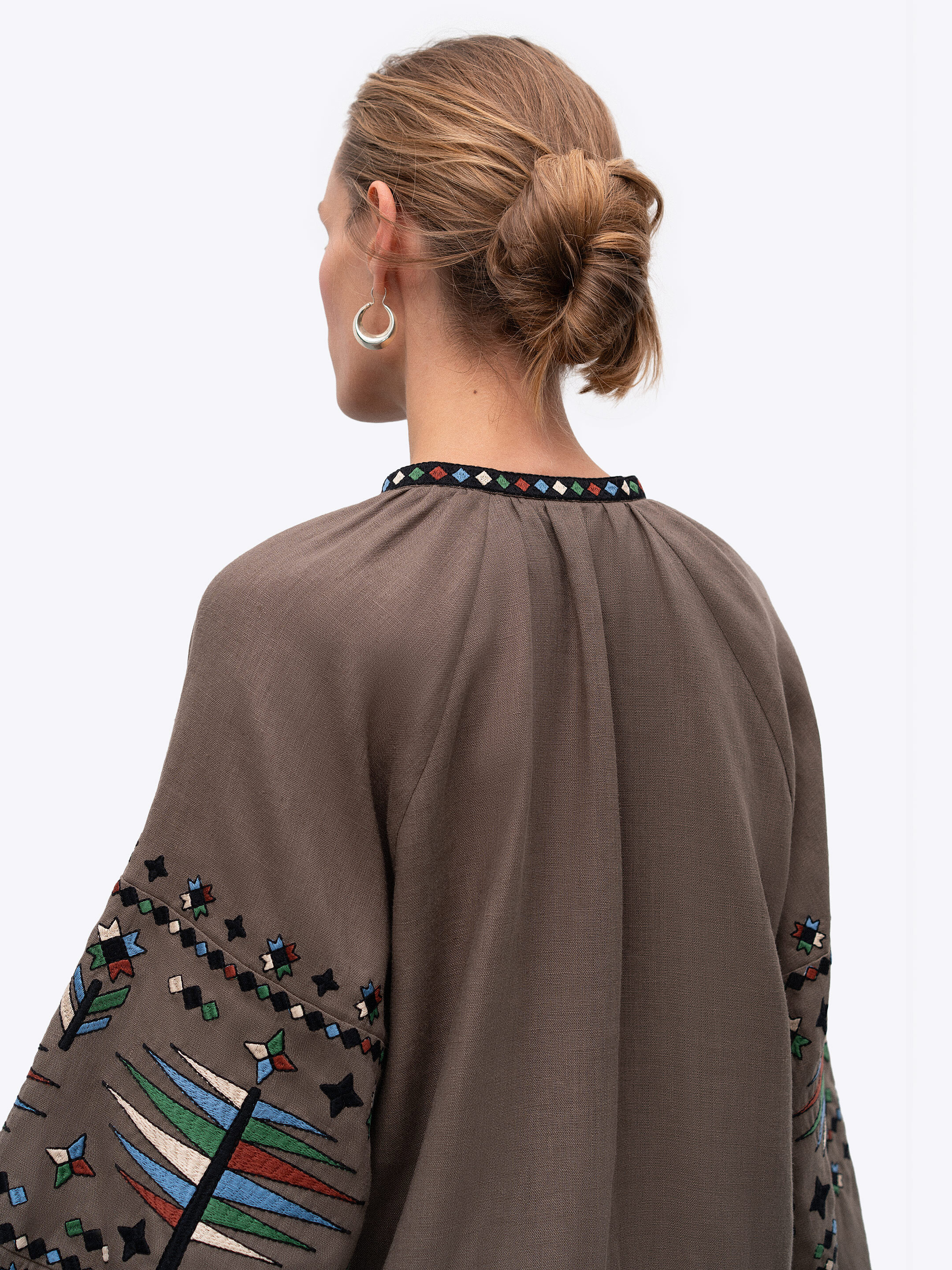 Women's embroidered shirt with geometric embroidery Melanka Temna cheap