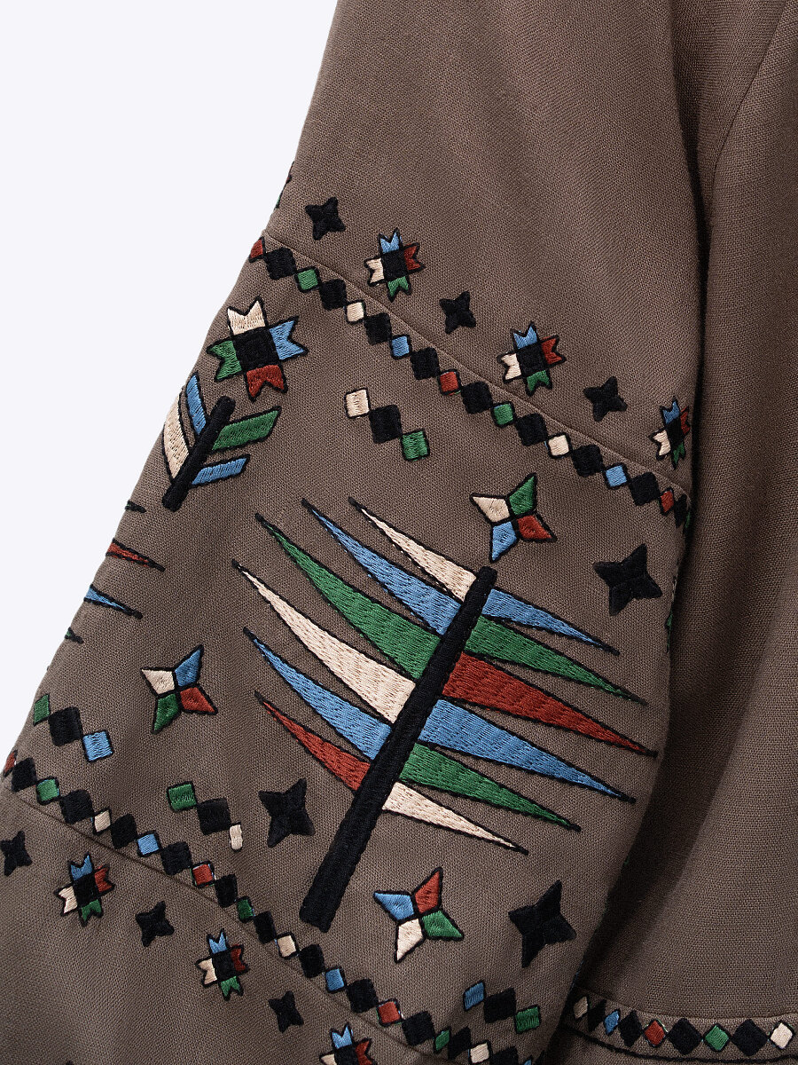 Women's embroidered shirt with geometric embroidery Melanka Dark [0]