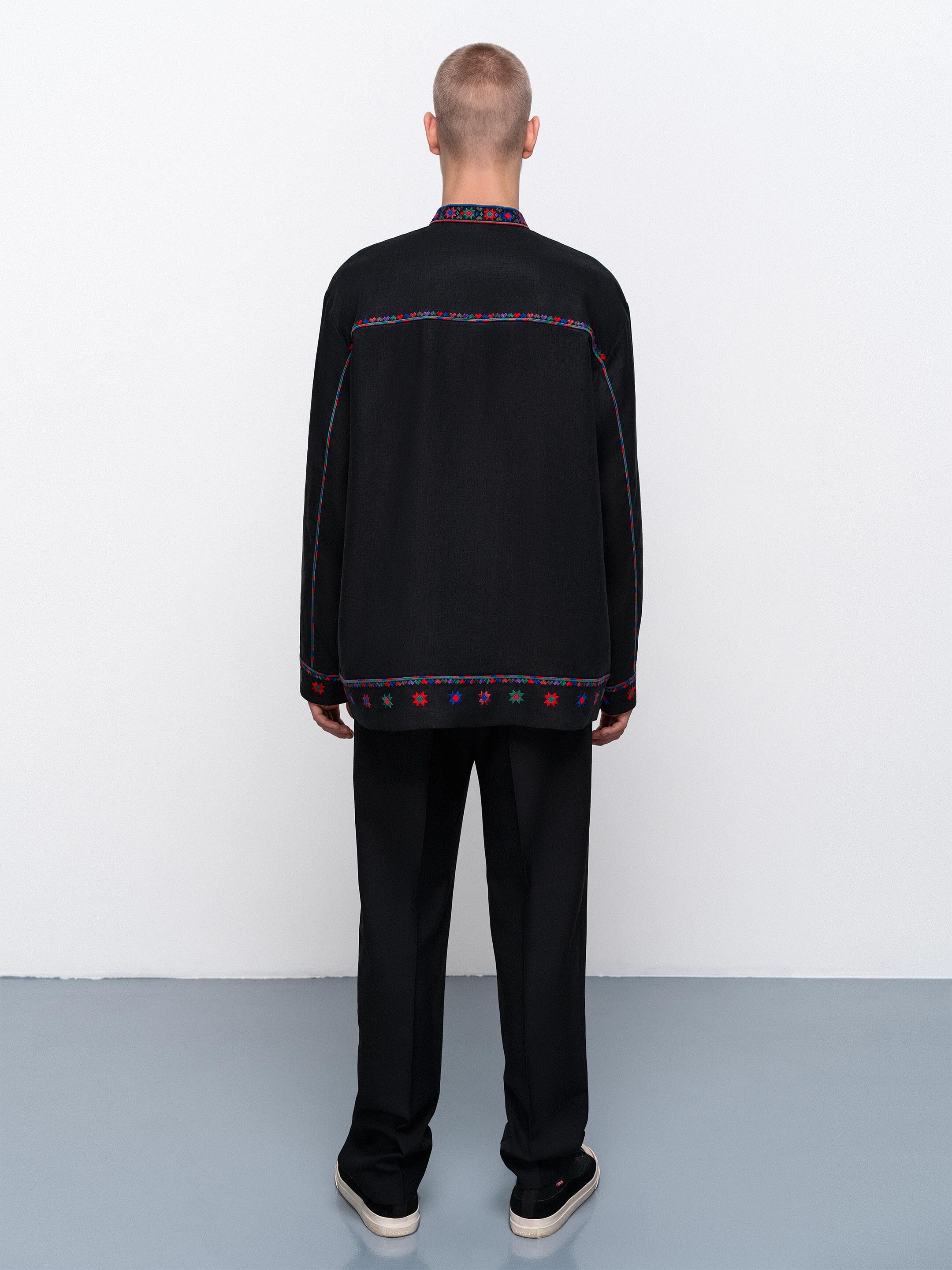 Men's embroidered jacket with a contrasting ornament Shchedryi Vechir ціна