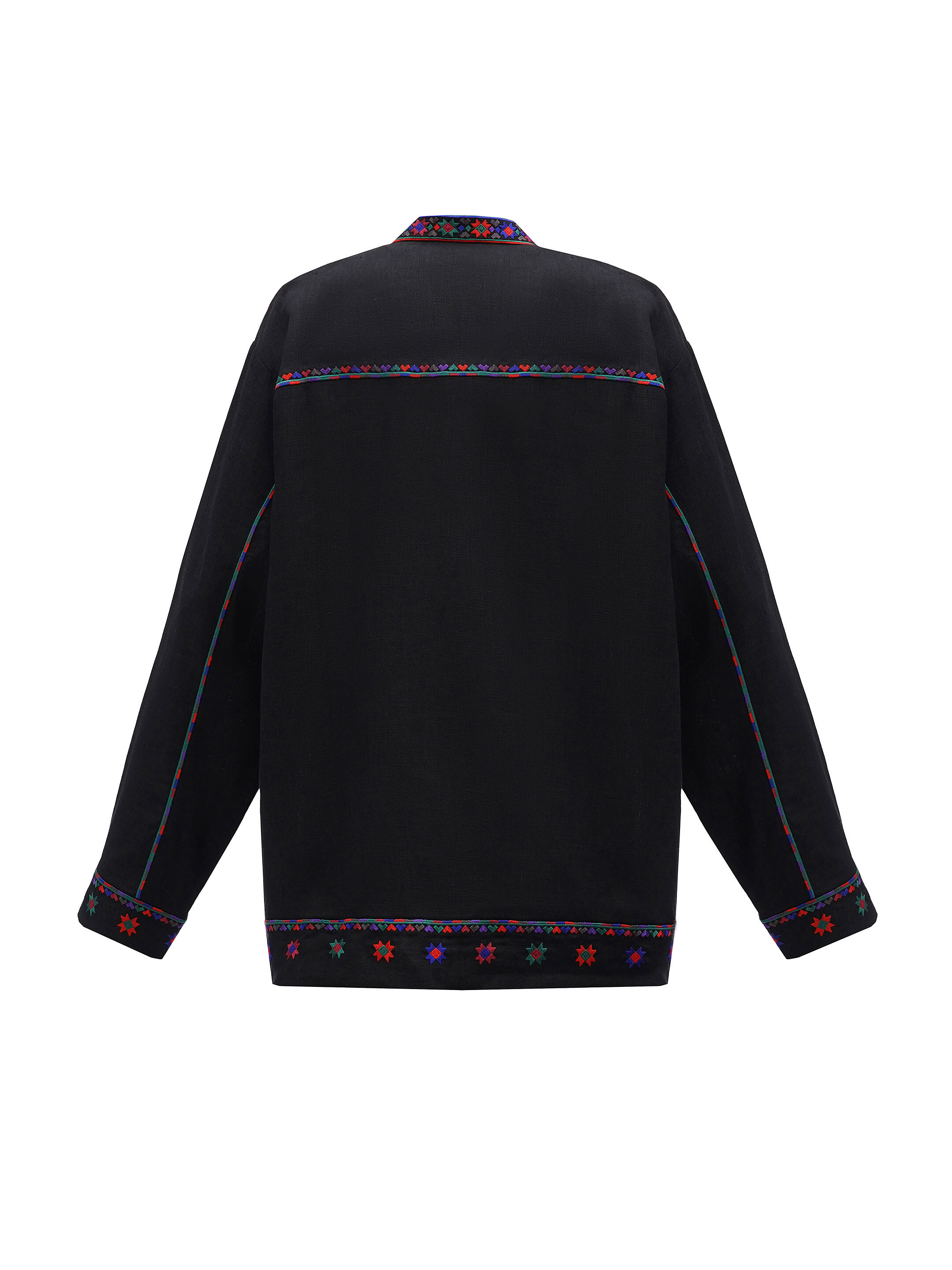 Men's embroidered jacket with a contrasting ornament Shchedryi Vechir fitting