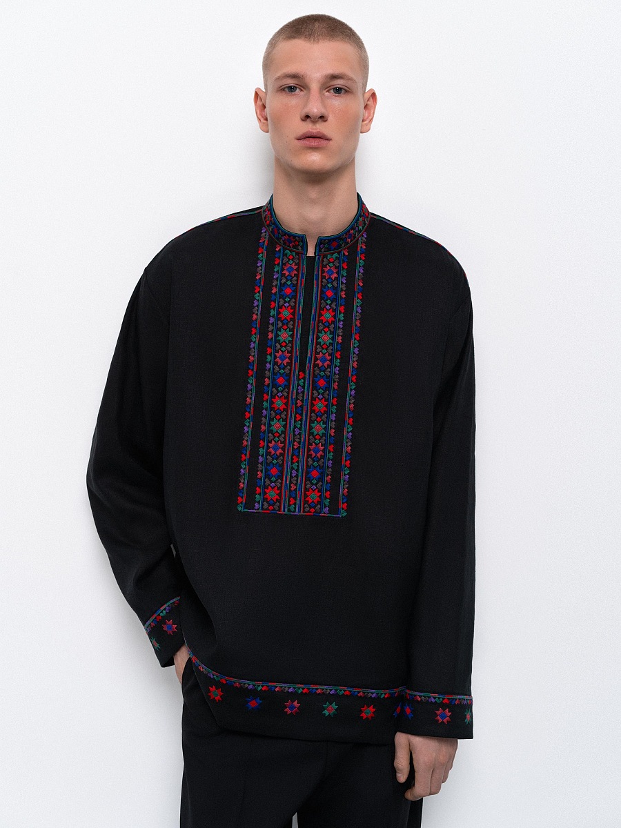 Men's embroidered jacket with a contrasting ornament Shchedryi Vechir [0]