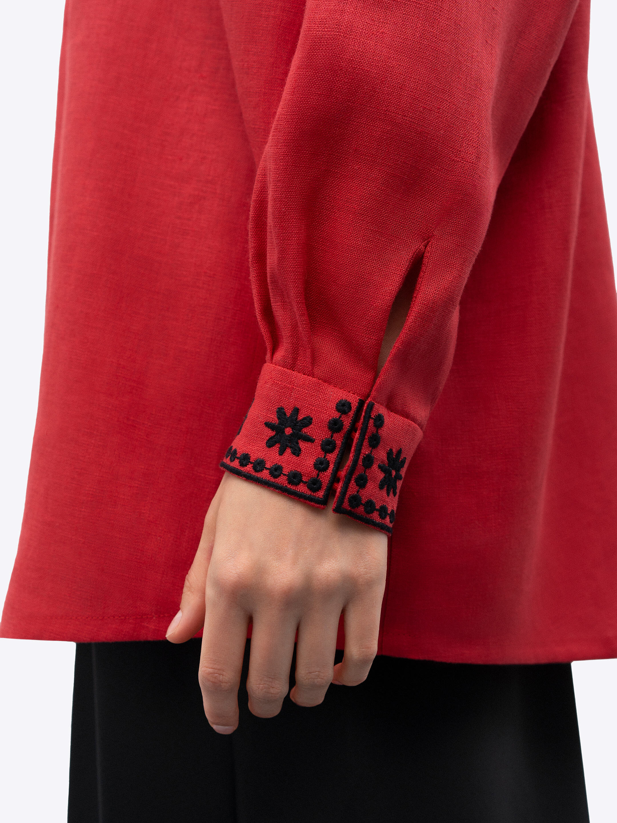 Red linen shirt with an embroidered ornament Nova Khata 1925 photo