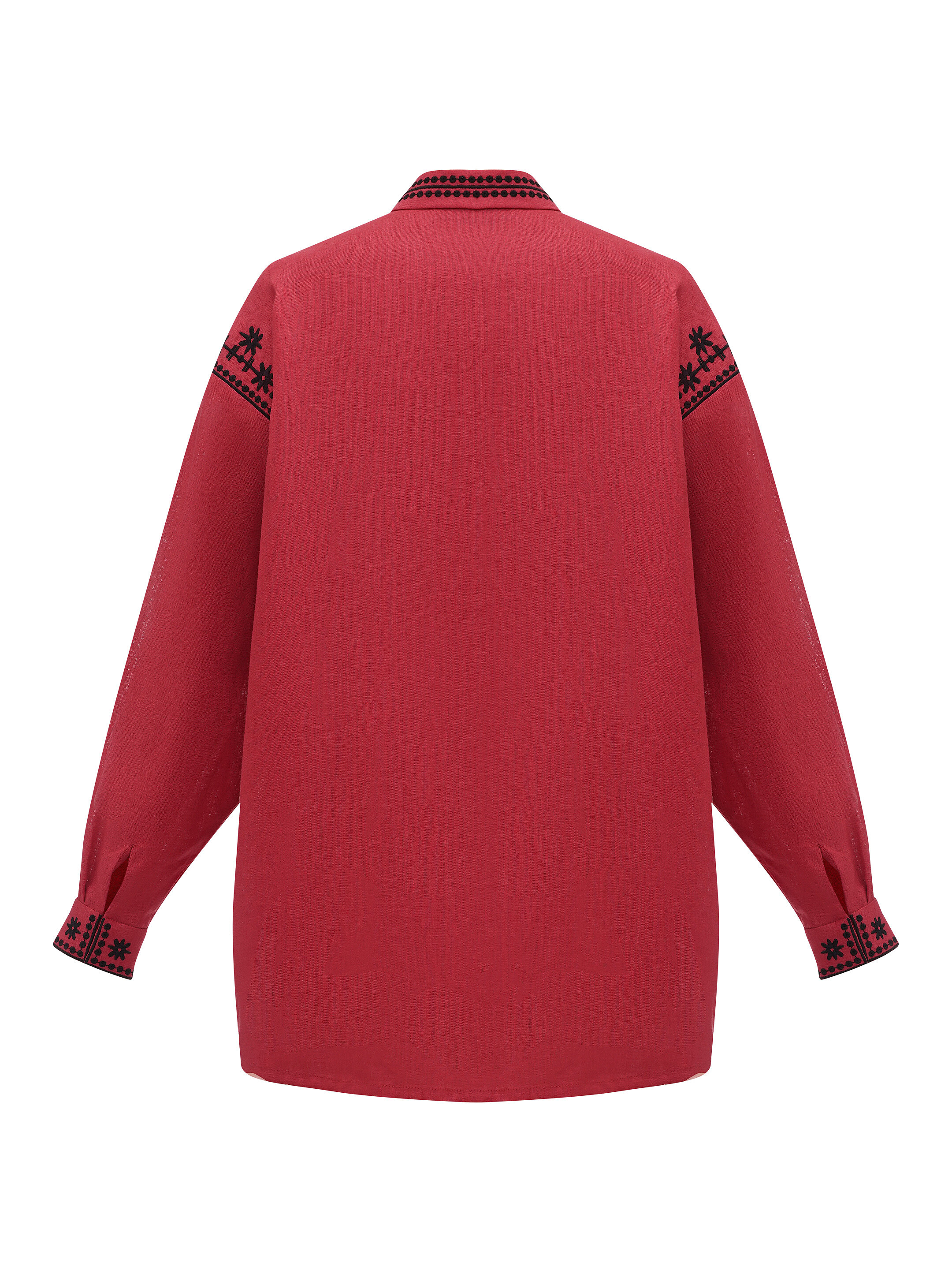 Red linen shirt with an embroidered ornament Nova Khata 1925 buy